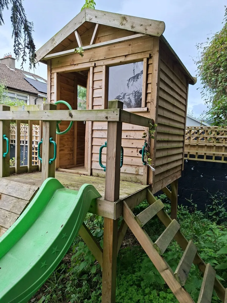 Children's Wooden Playhouse & Swing Set - Image 2