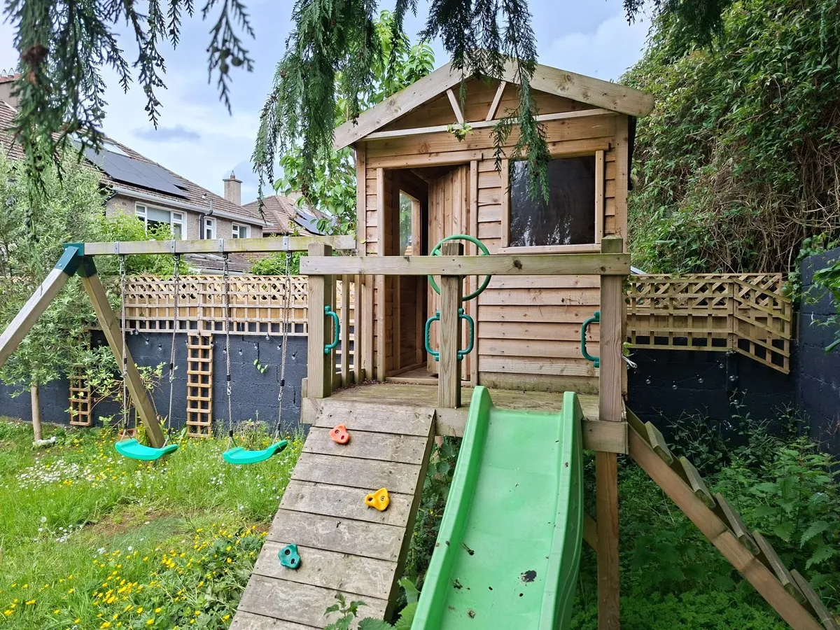 Children's Wooden Playhouse & Swing Set - Image 3