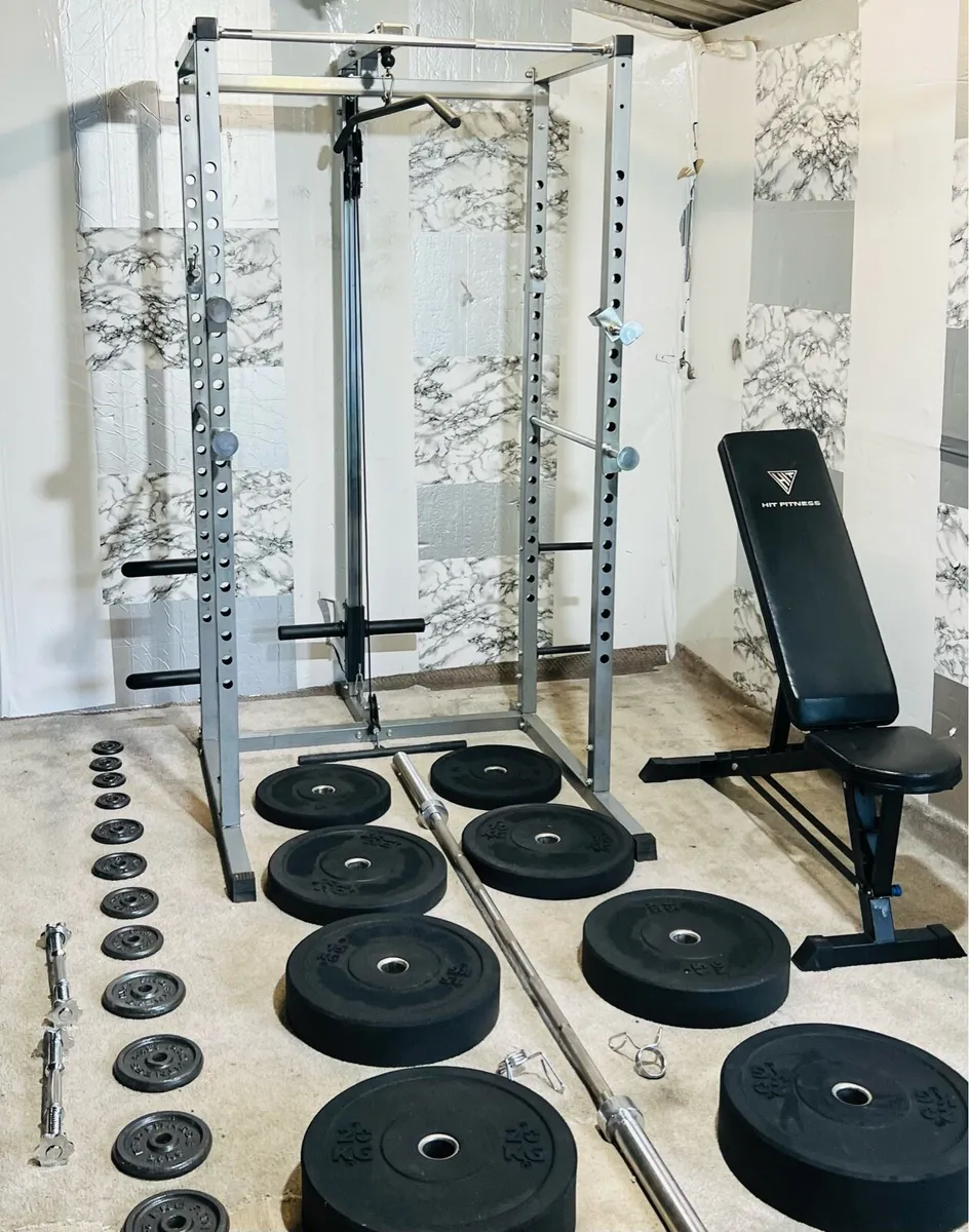 RACK WITH PULLEY SYSTEM 100KG WEIGHTS BAR DUMNLS++ - Image 3