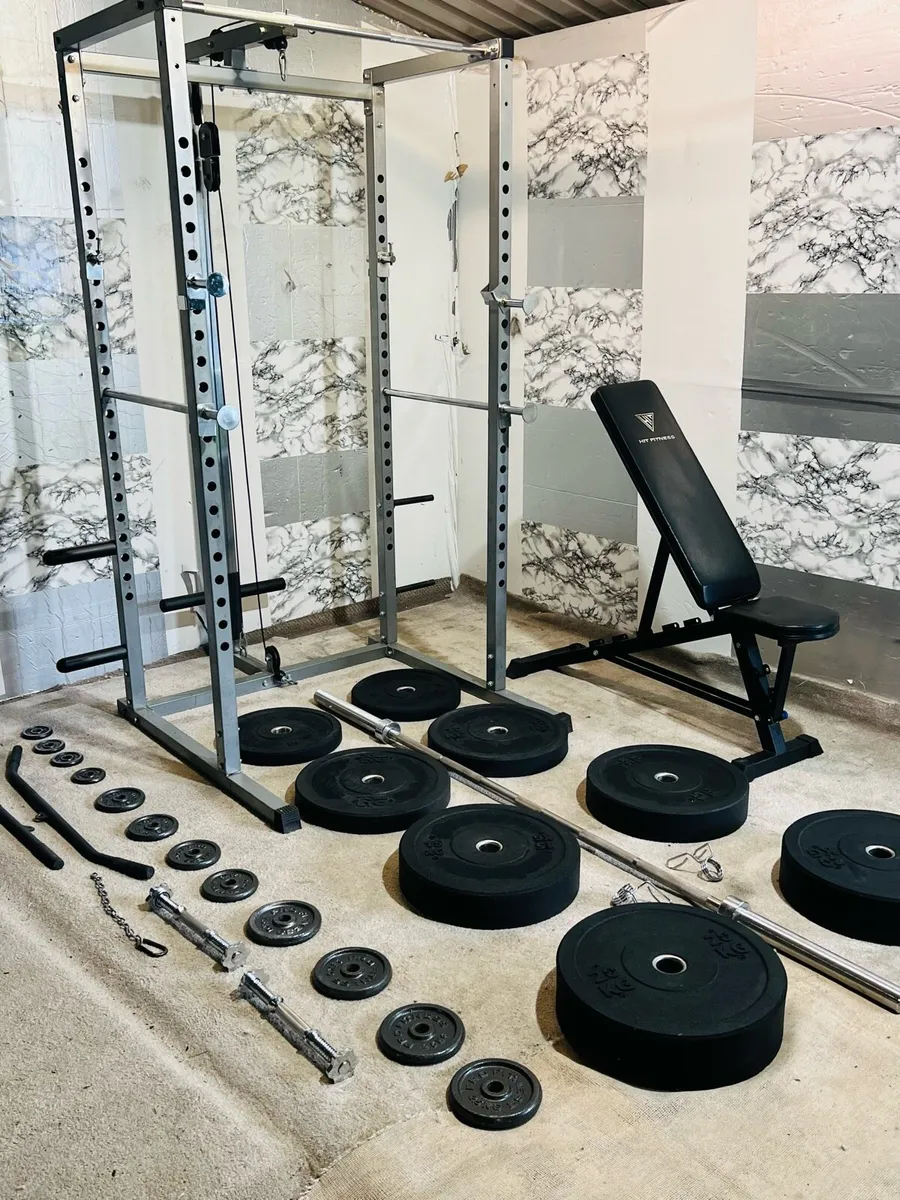 RACK WITH PULLEY SYSTEM 100KG WEIGHTS BAR DUMNLS++ - Image 1