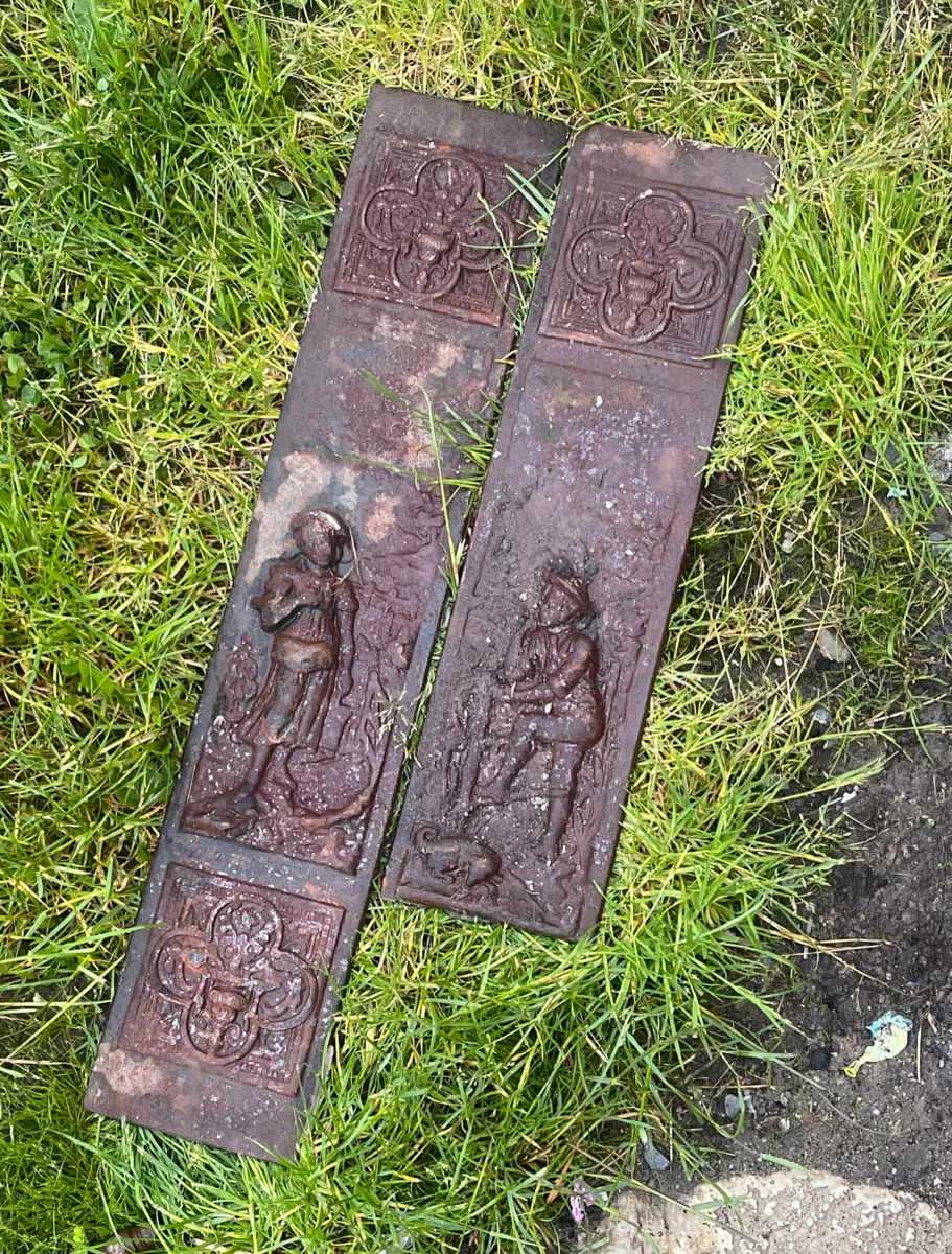 Antique Cast Iron Fireplace Insert Plates