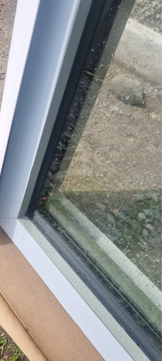 Alu clad triple glazed fixed window cement grey - Image 1