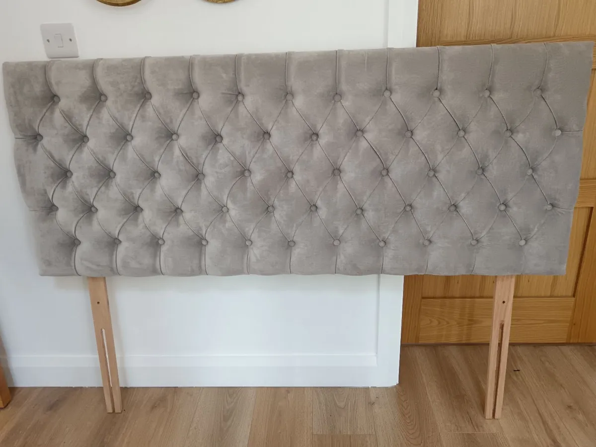 Grey Velvet Kingsize Headboard - Image 1
