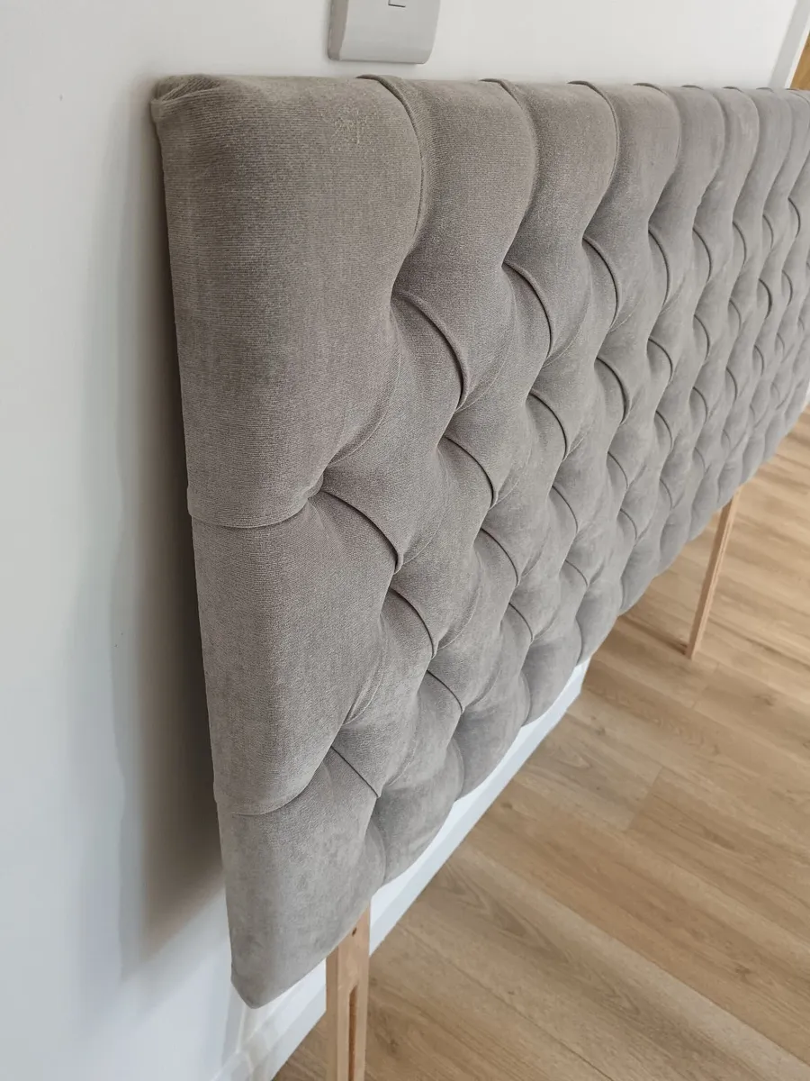 Grey Velvet Kingsize Headboard - Image 2
