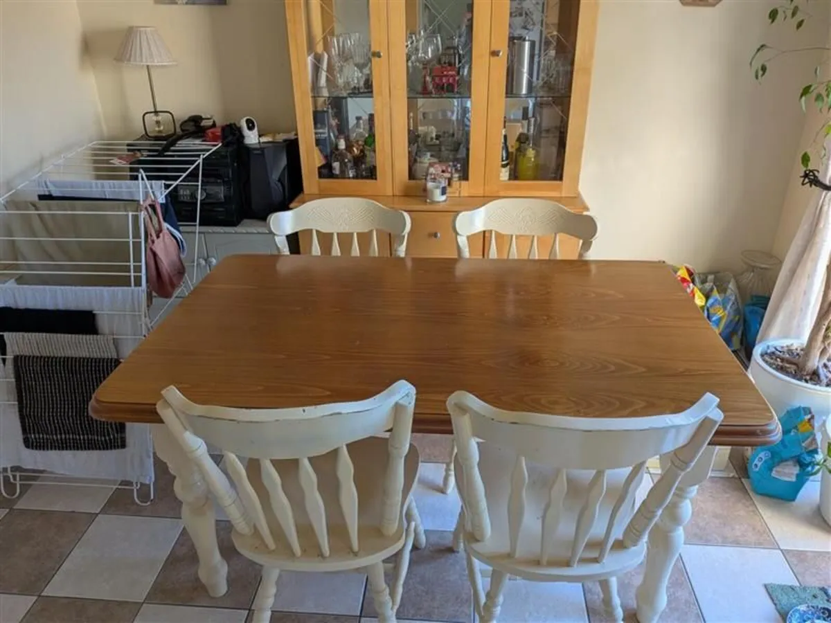 Solid wood kitchen table and chairs set - Image 1