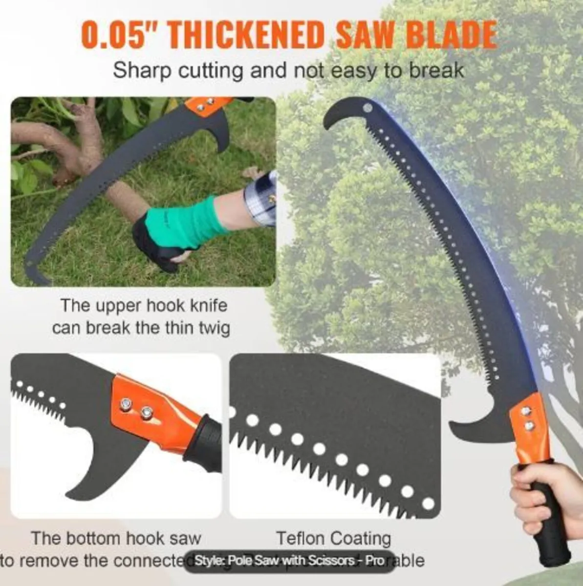 Manual Pole Saw, 2.2-8.2 m Extendable Tree - Image 4
