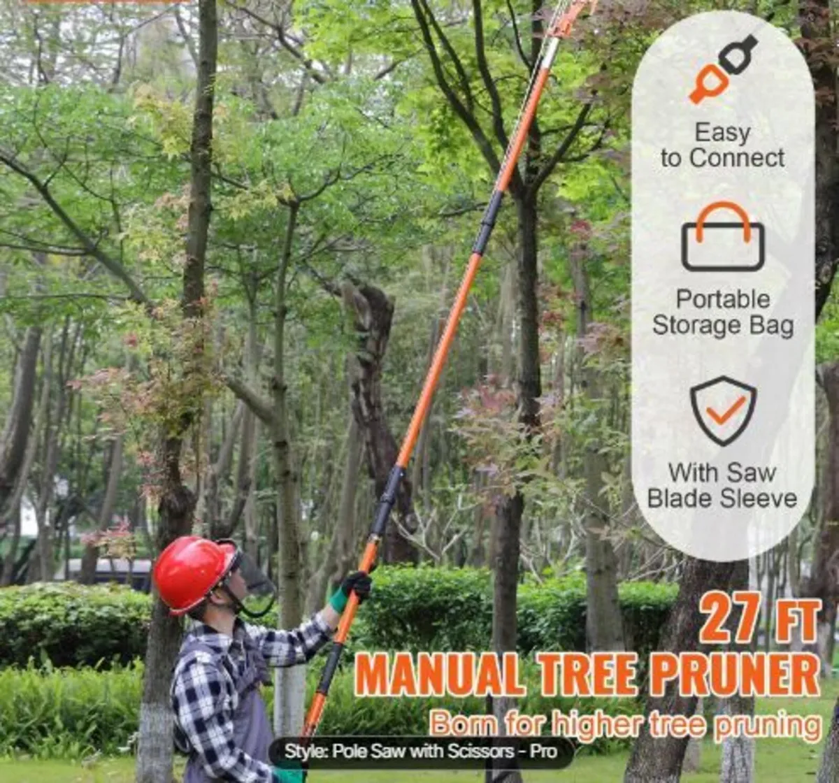 Manual Pole Saw, 2.2-8.2 m Extendable Tree - Image 3