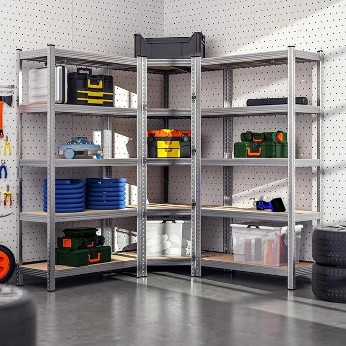 Set of 3 Heavy Duty Corner Shelving Units 2625kg - Image 2
