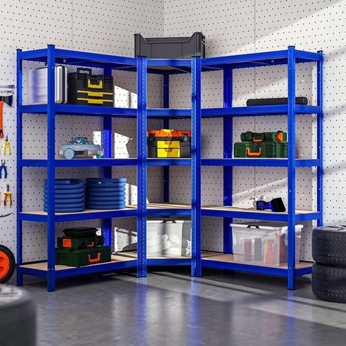 Set of 3 Heavy Duty Corner Shelving Units 2625kg - Image 3