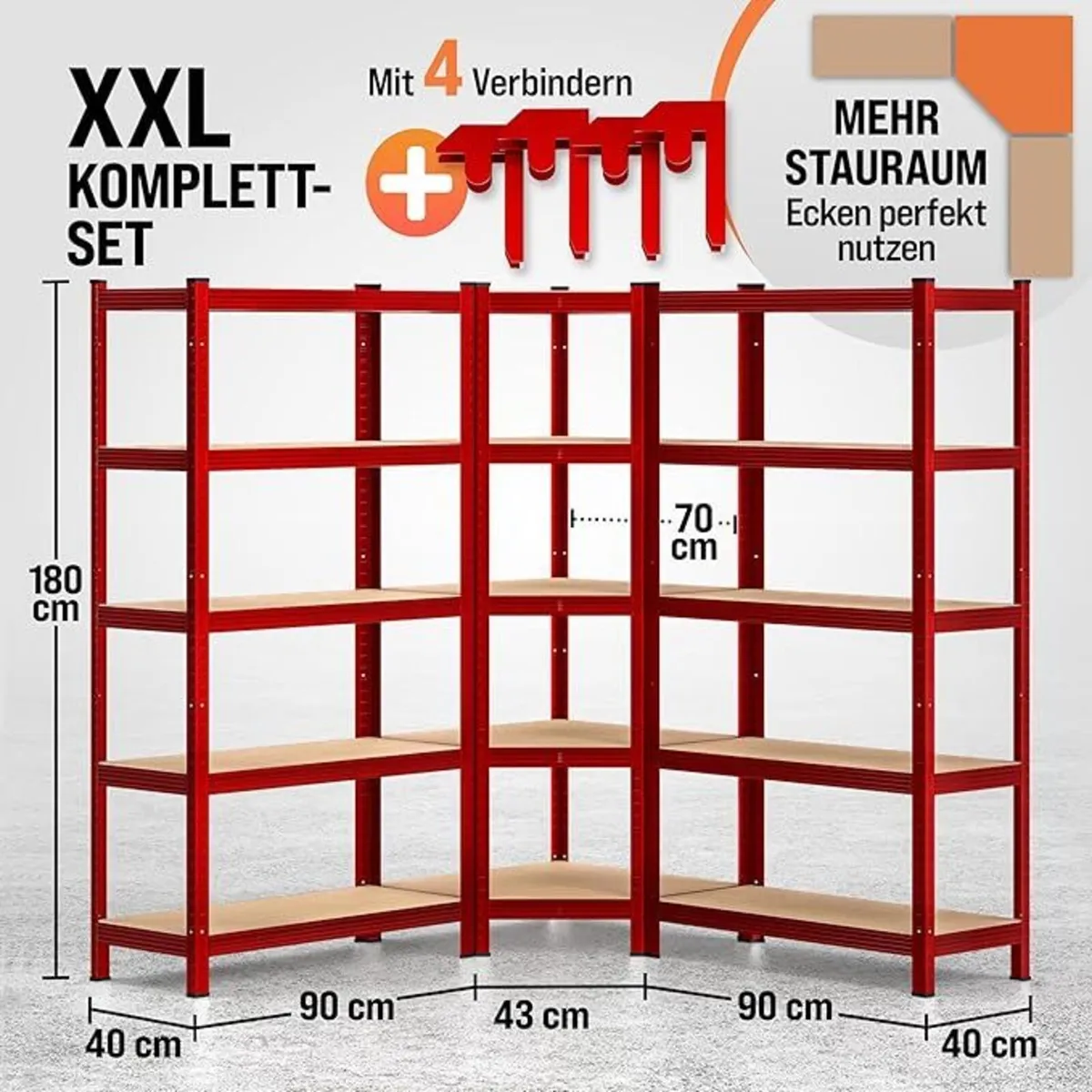 Set of 3 Heavy Duty Corner Shelving Units 2625kg - Image 4