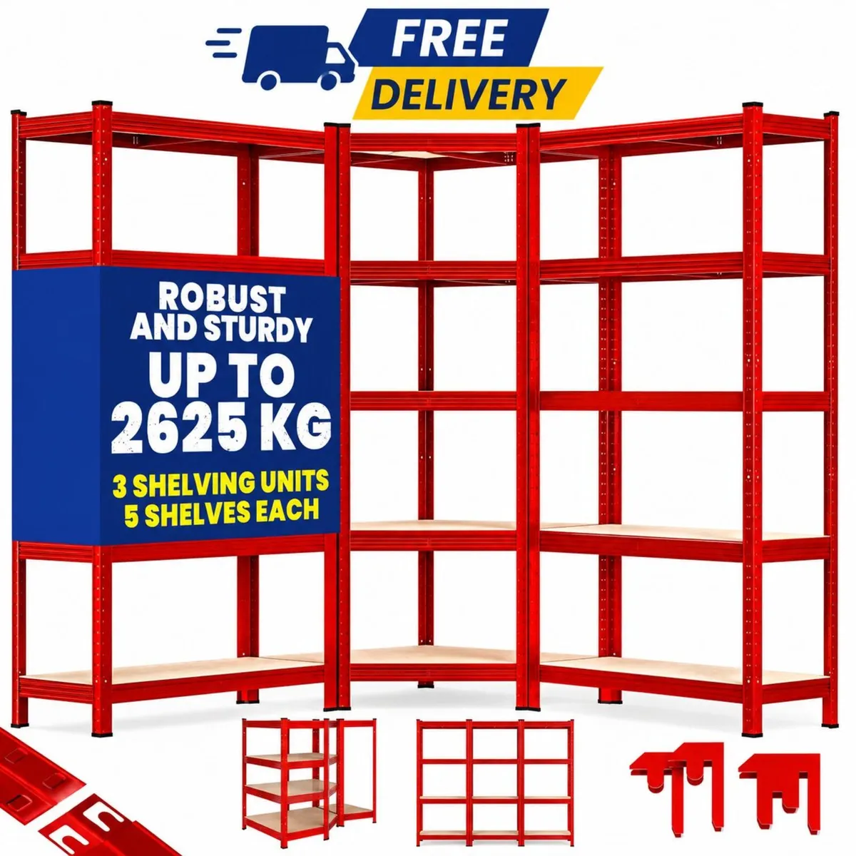 Set of 3 Heavy Duty Corner Shelving Units 2625kg C - Image 2