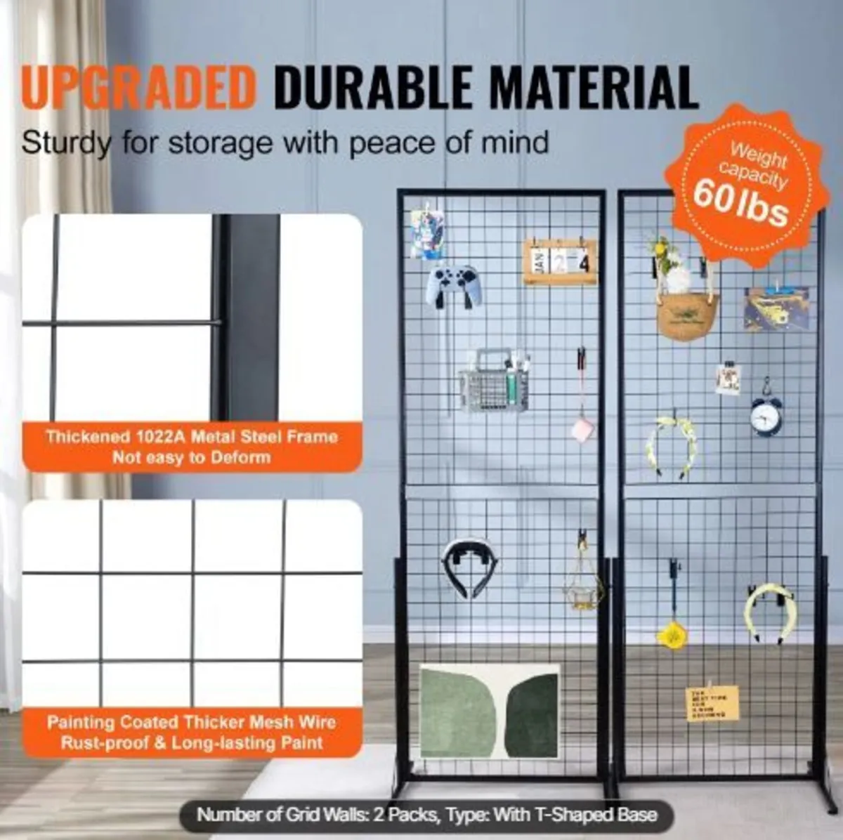 61 x170.7 cm Grid Wall Panels Tower, 2 Packs - Image 1
