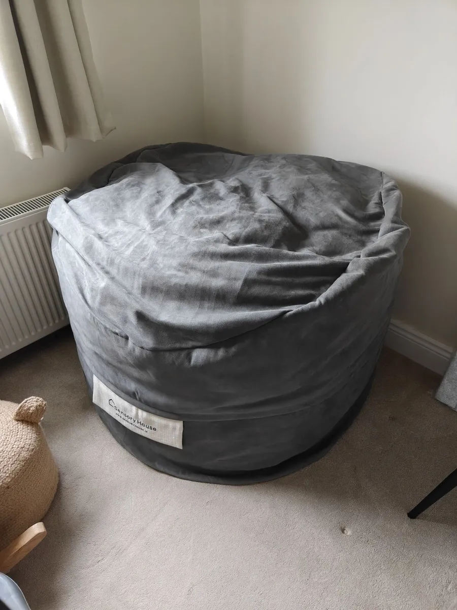 Premium Bean Bag – Grey Velvet - Image 2