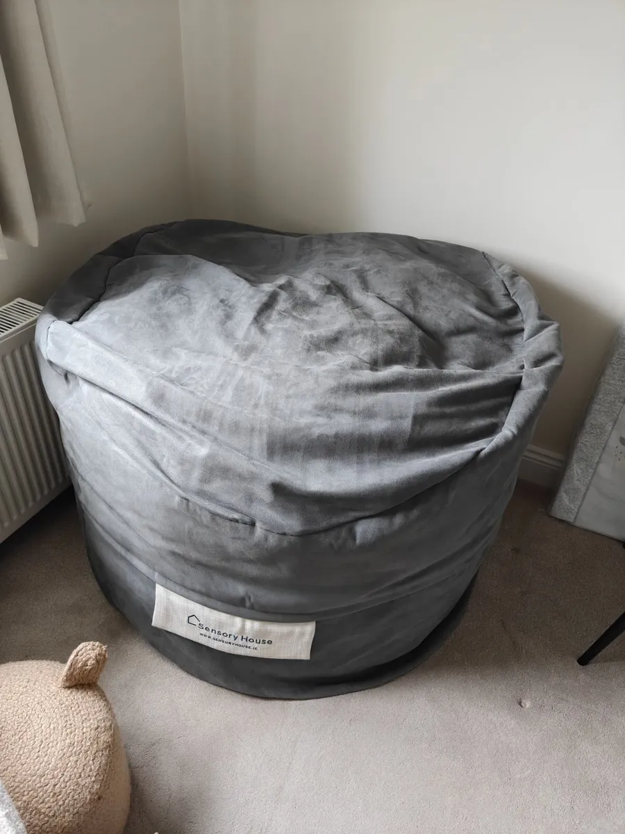 Premium Bean Bag – Grey Velvet - Image 1
