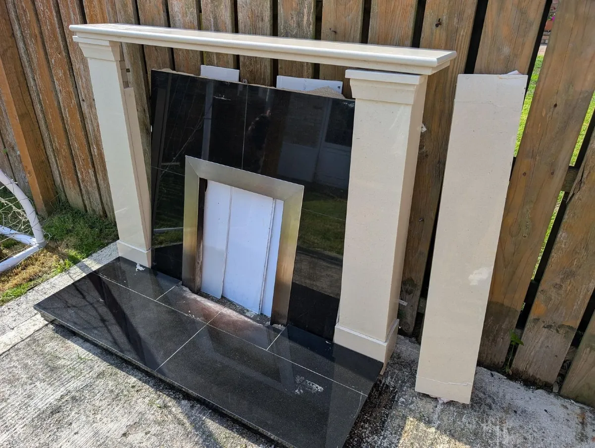 Cream & Black Marble Fireplace - Image 3