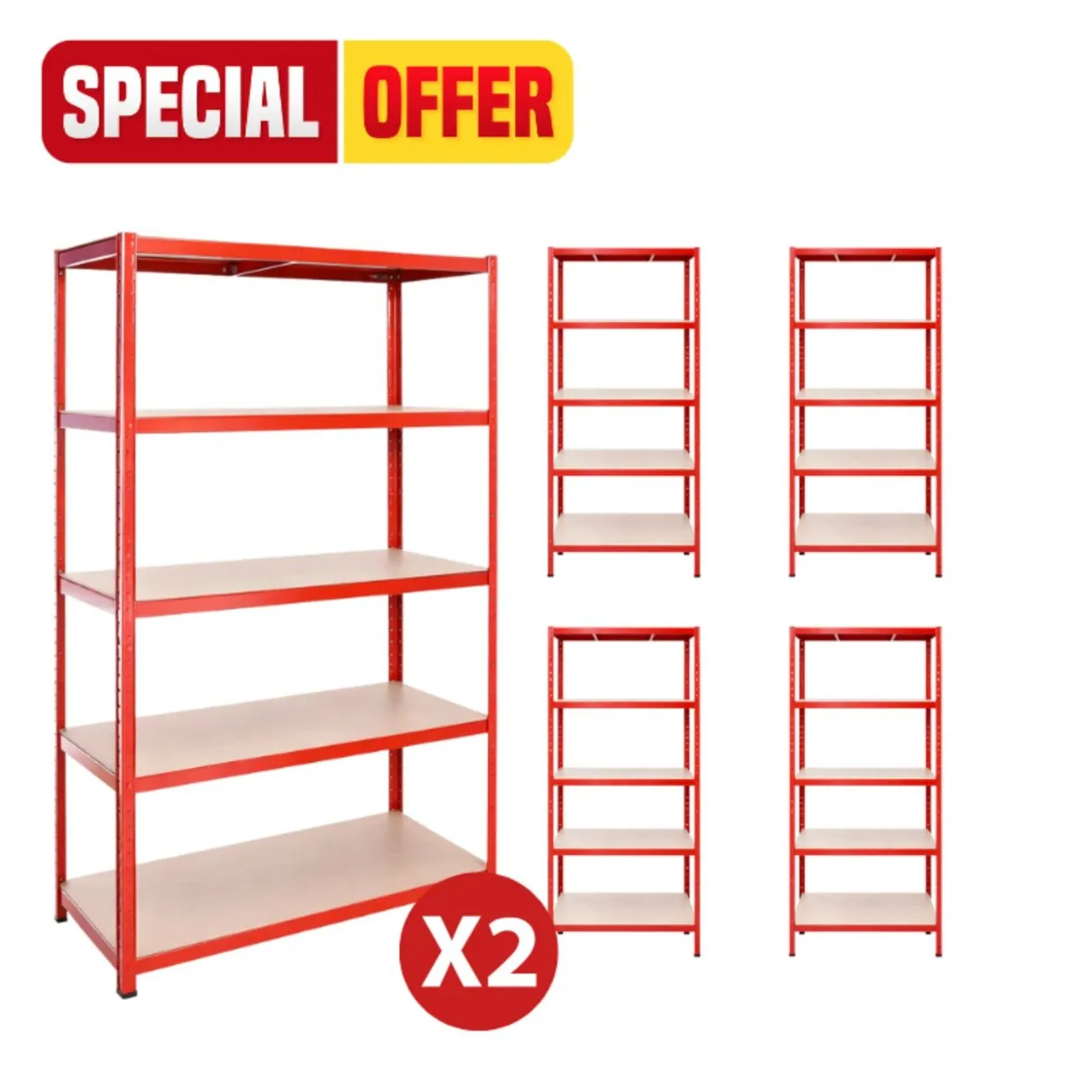 10x bays of flatpack shelving