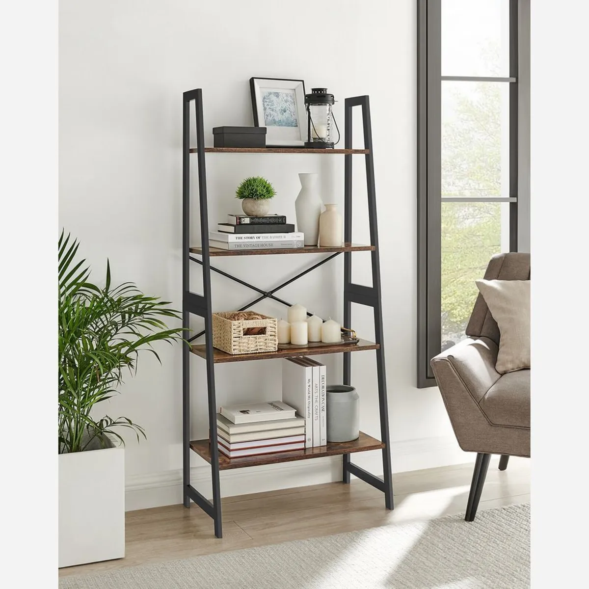 Ladder Bookcase storage shelves 4 tier - Image 3