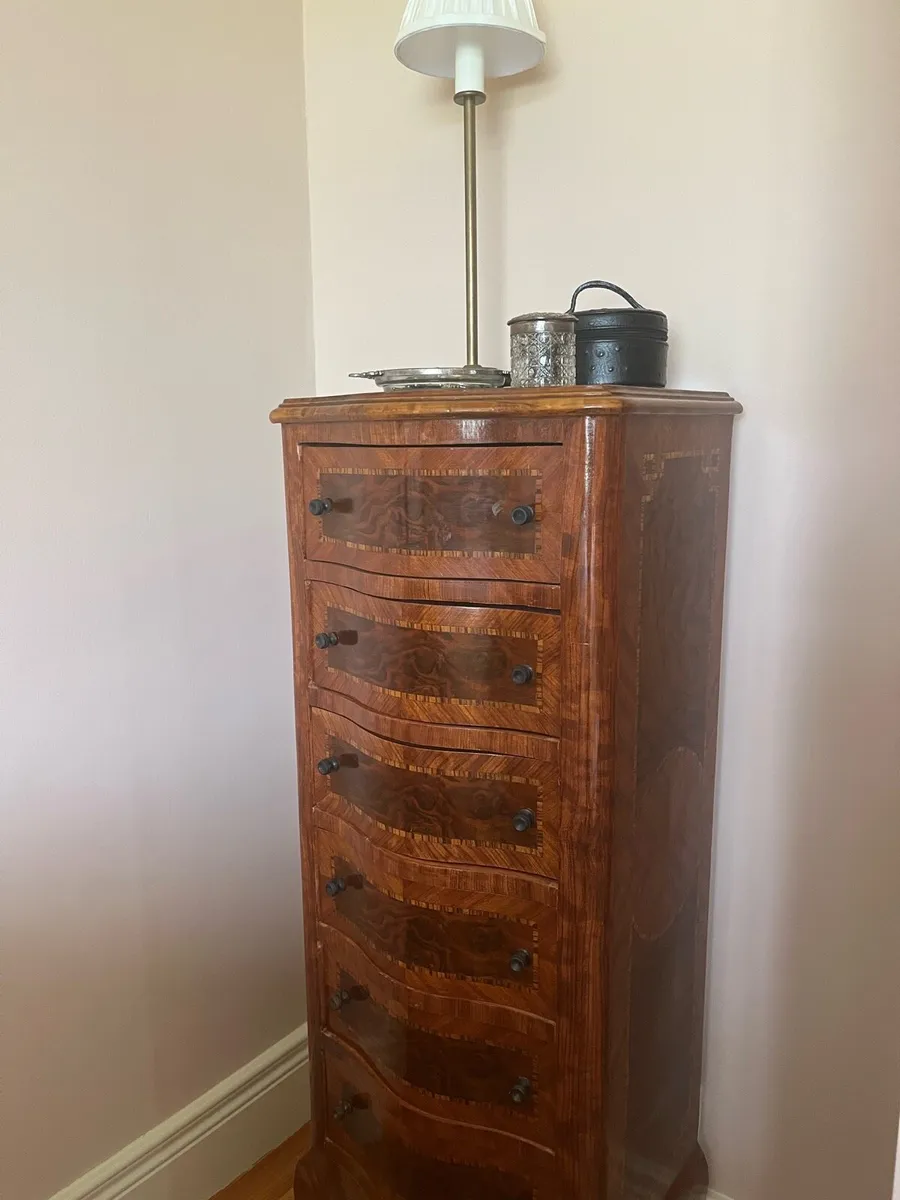 Vintage Burl Wood Chest of Drawers - Image 1