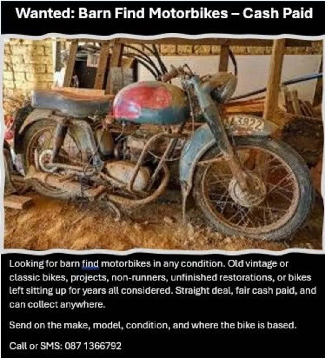 Wanted: Barn Find Motorbikes – Cash Paid