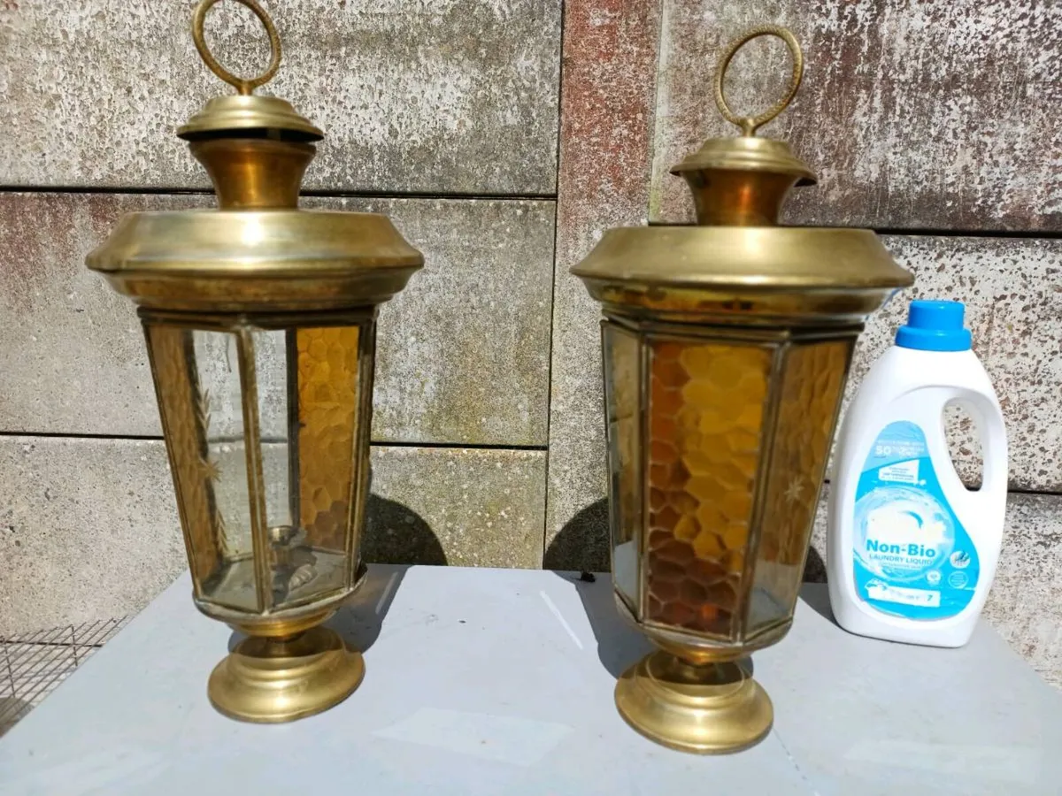 1950s Brass Candle Lanterns - Image 1