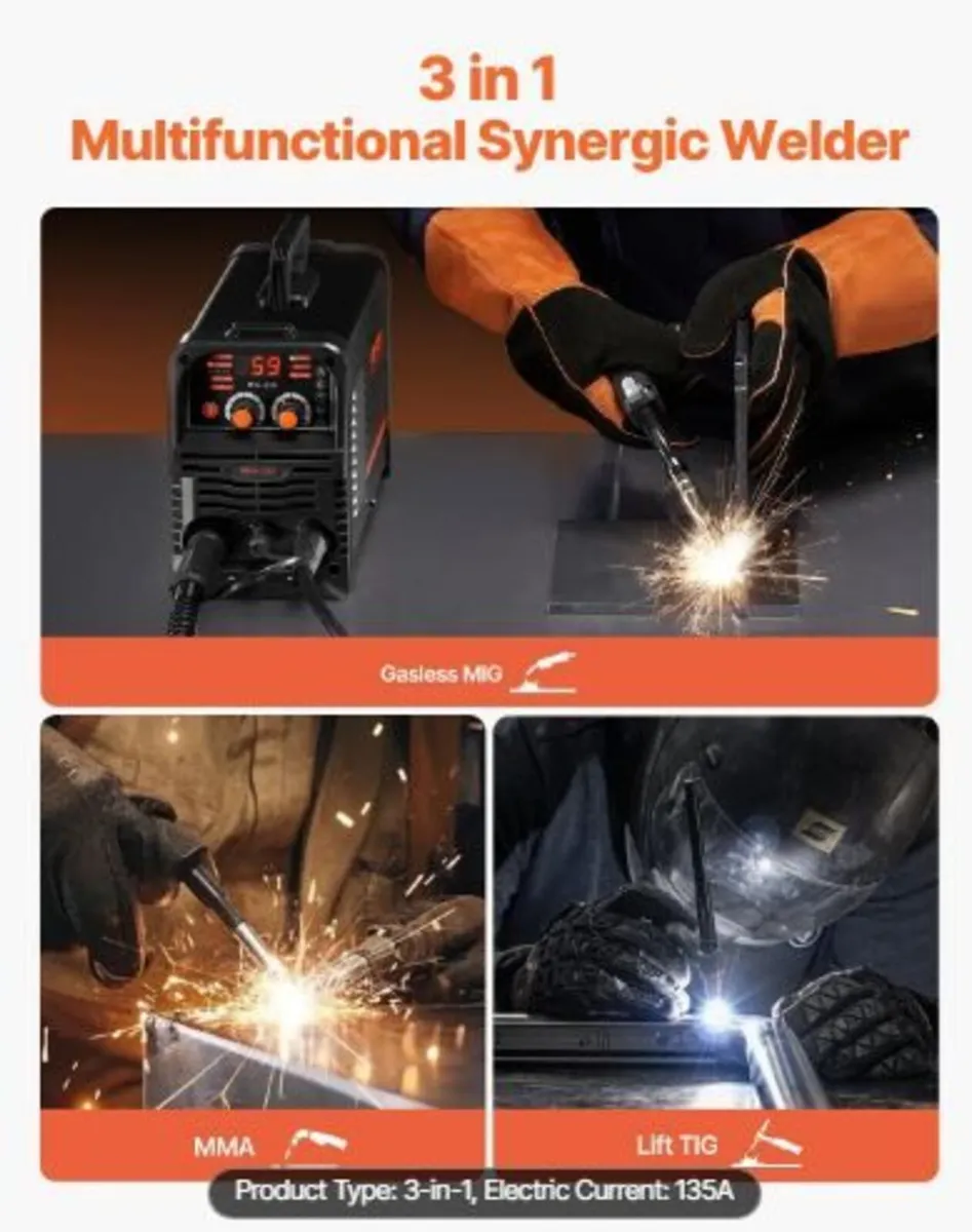 MIG Welder, 130Amp Synergic Mig Welding Machine - Image 2