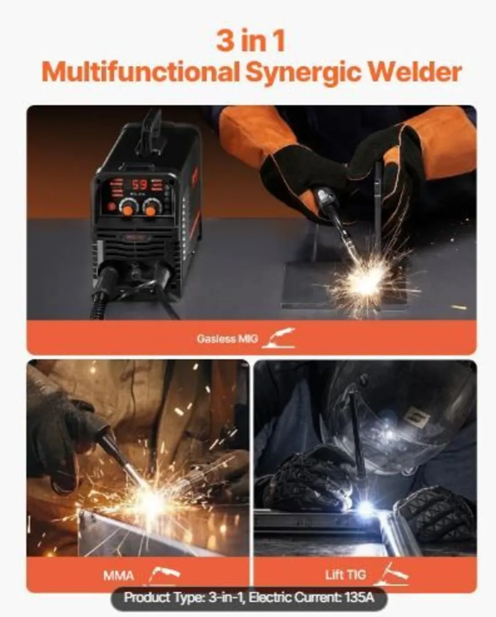 MIG Welder, 130Amp Synergic Mig Welding Machine - Image 3