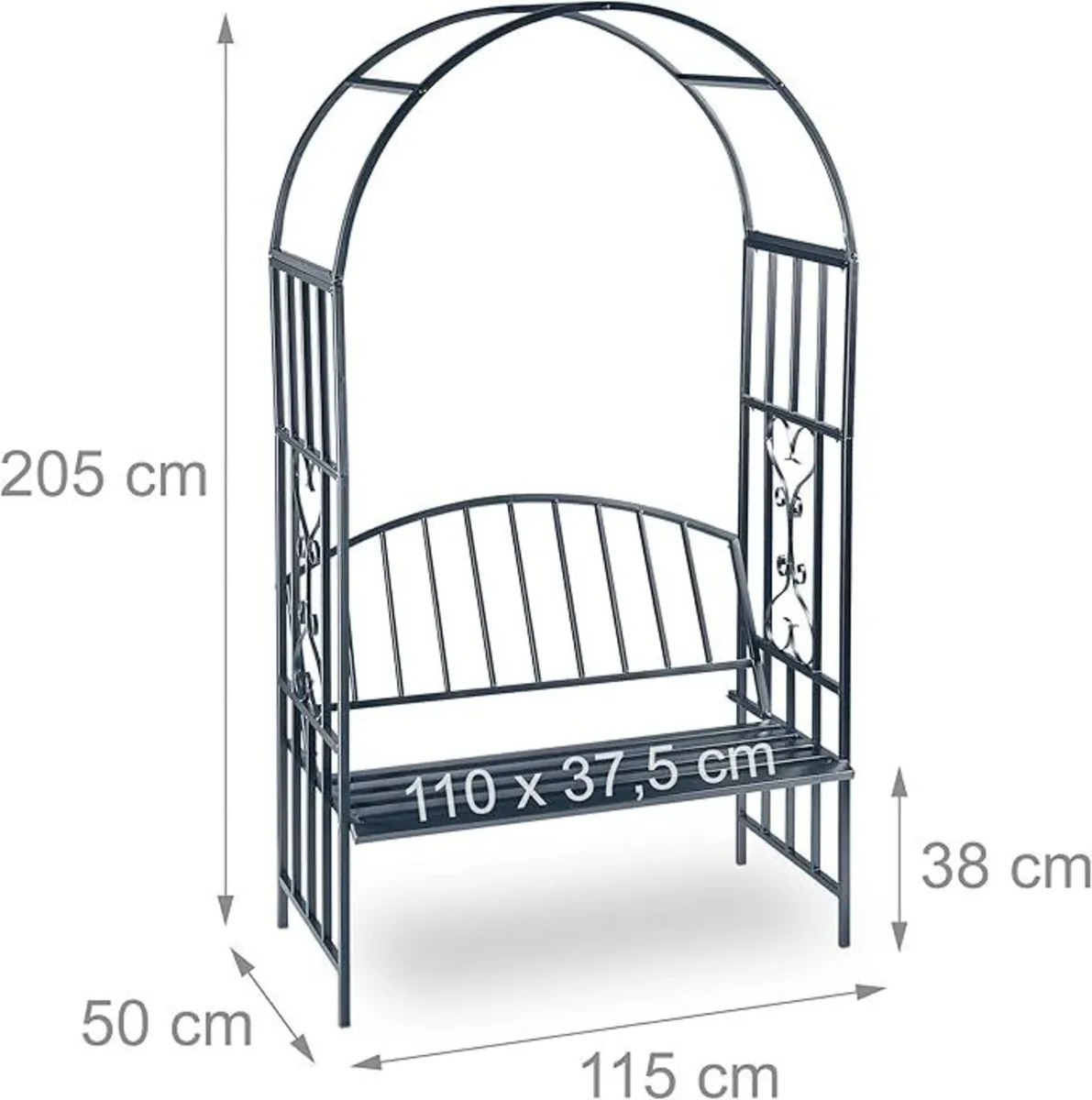 Rose Arch with Bench, Heavy-Duty Metal 2-Seater - Image 3