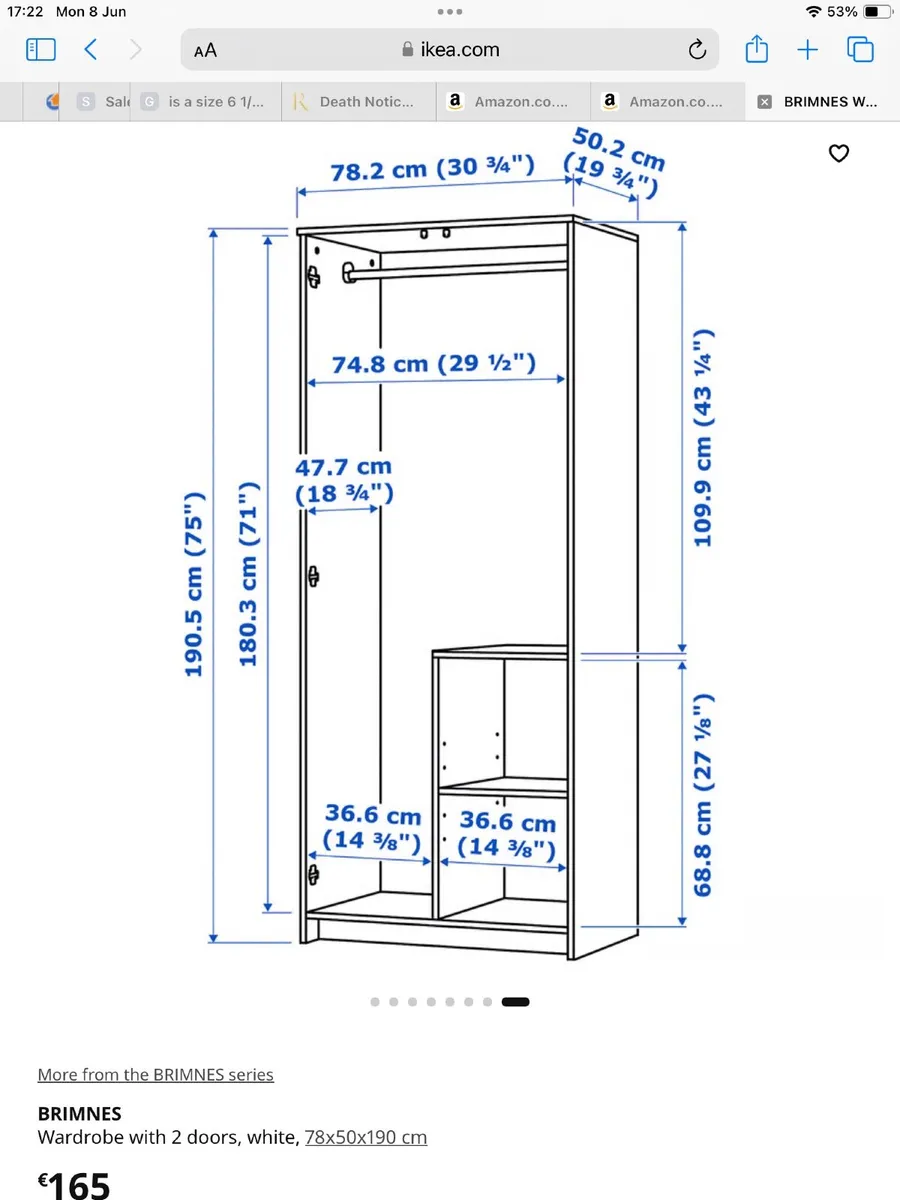 IKEA Brimnes two door Wardrobe - Image 2