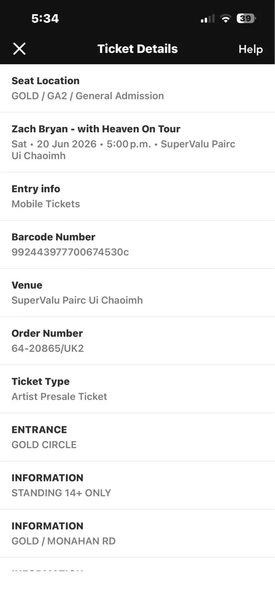 Golden circle Zach Bryan ticket Saturday - Image 2