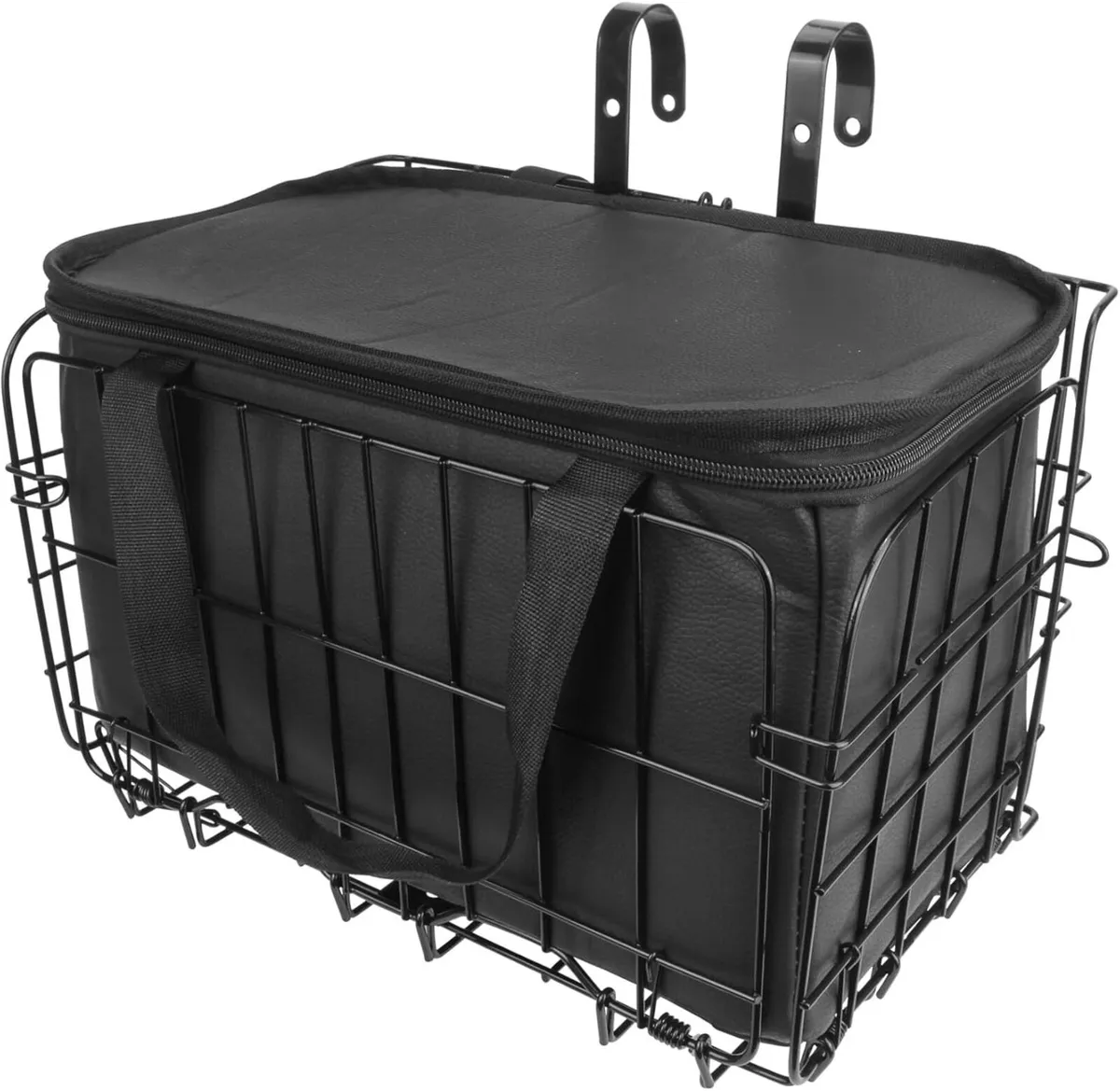 Foldable black bike basket with bag - Image 1