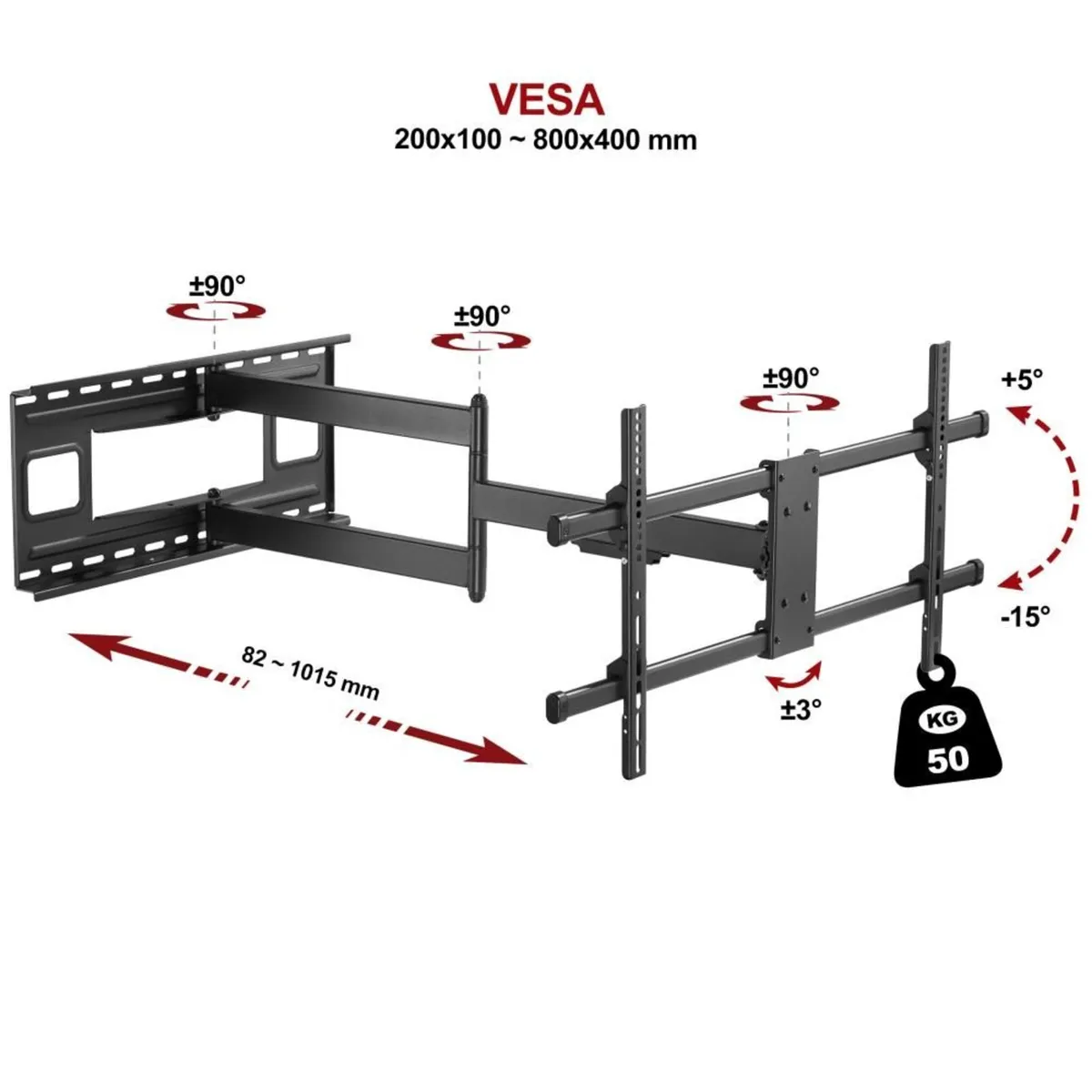 Tv Wall Mount Bracket Tilt Swivel Long Arm 37-80" - Image 2