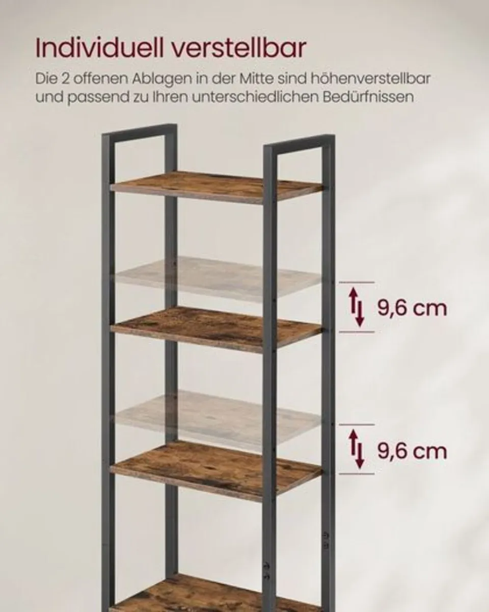 Slim Industrial Bookcase with Cabinet - Image 4