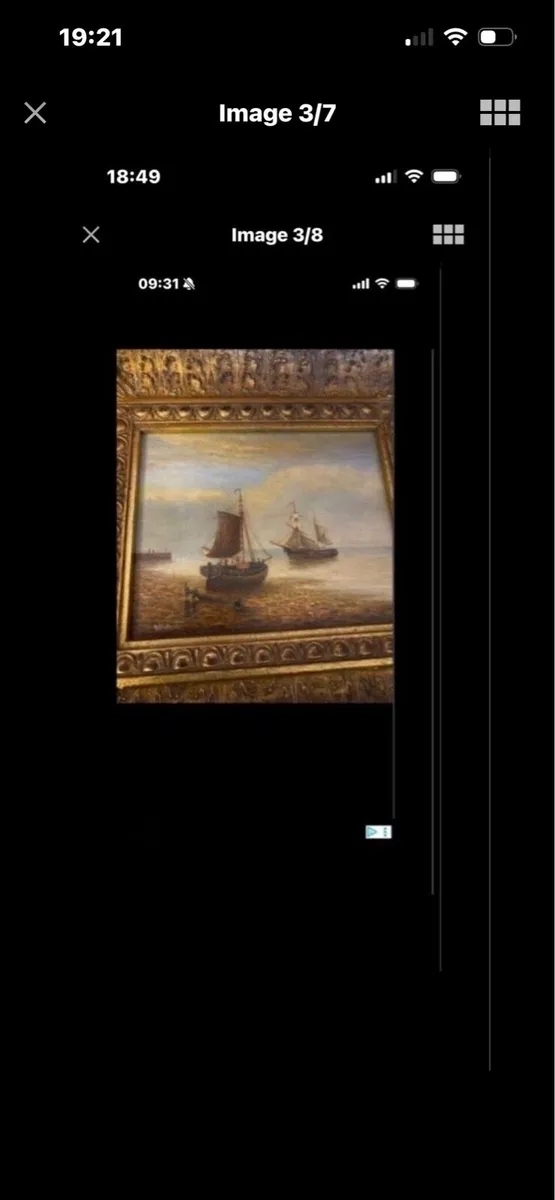Vintage Oil on Board Maritime Painting - Image 2