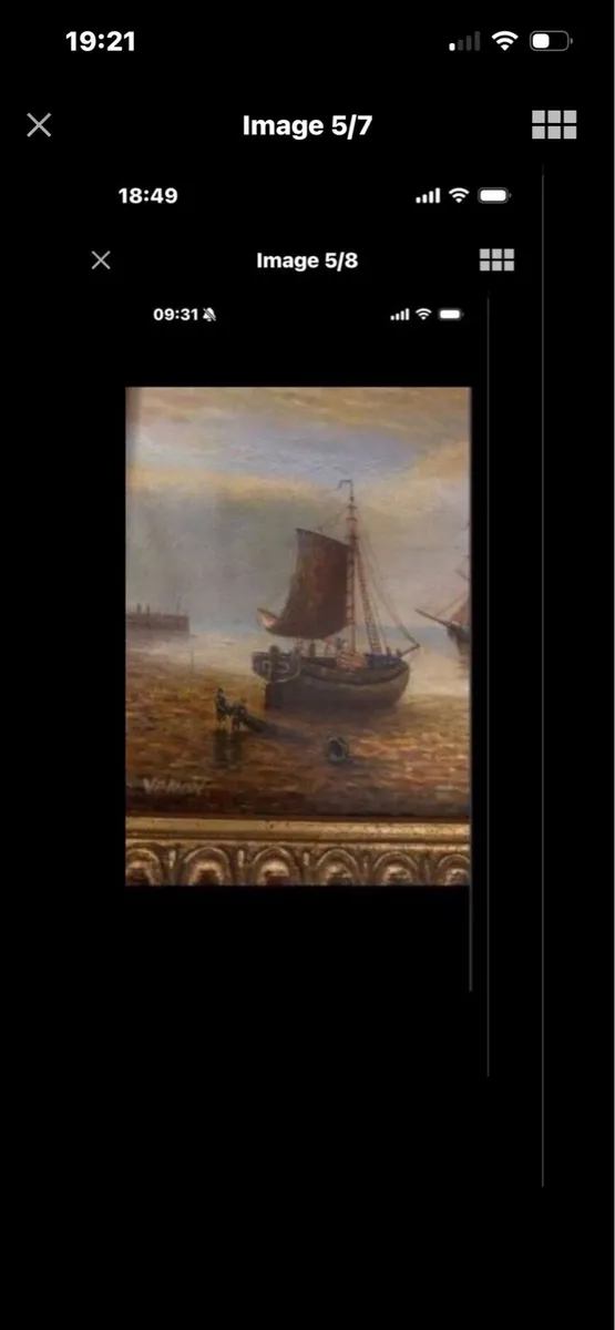 Vintage Oil on Board Maritime Painting - Image 4
