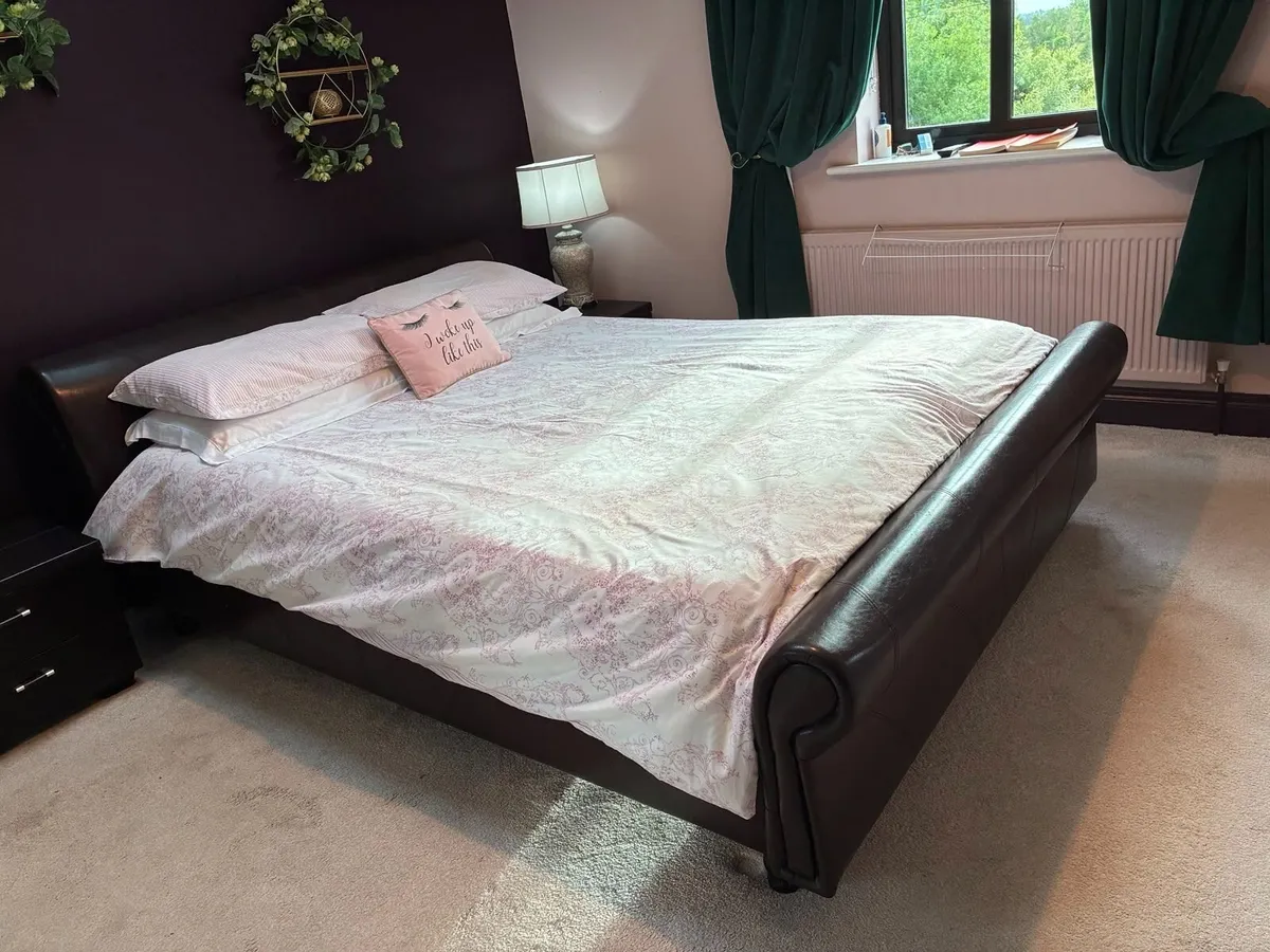 Sturdy King Size Sleigh Bed Frame - Image 1