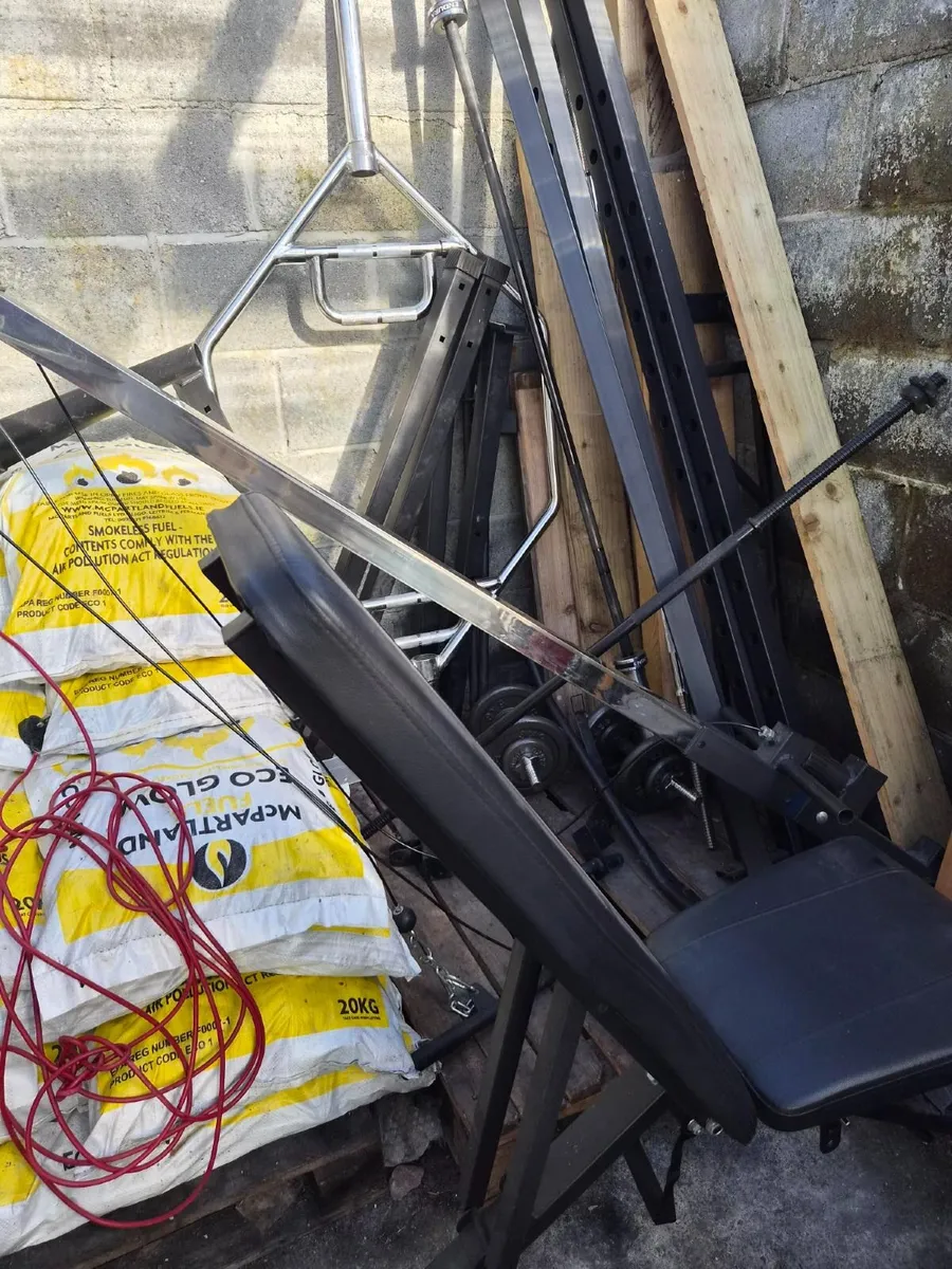 power cage, home gym with weights and bars - Image 2