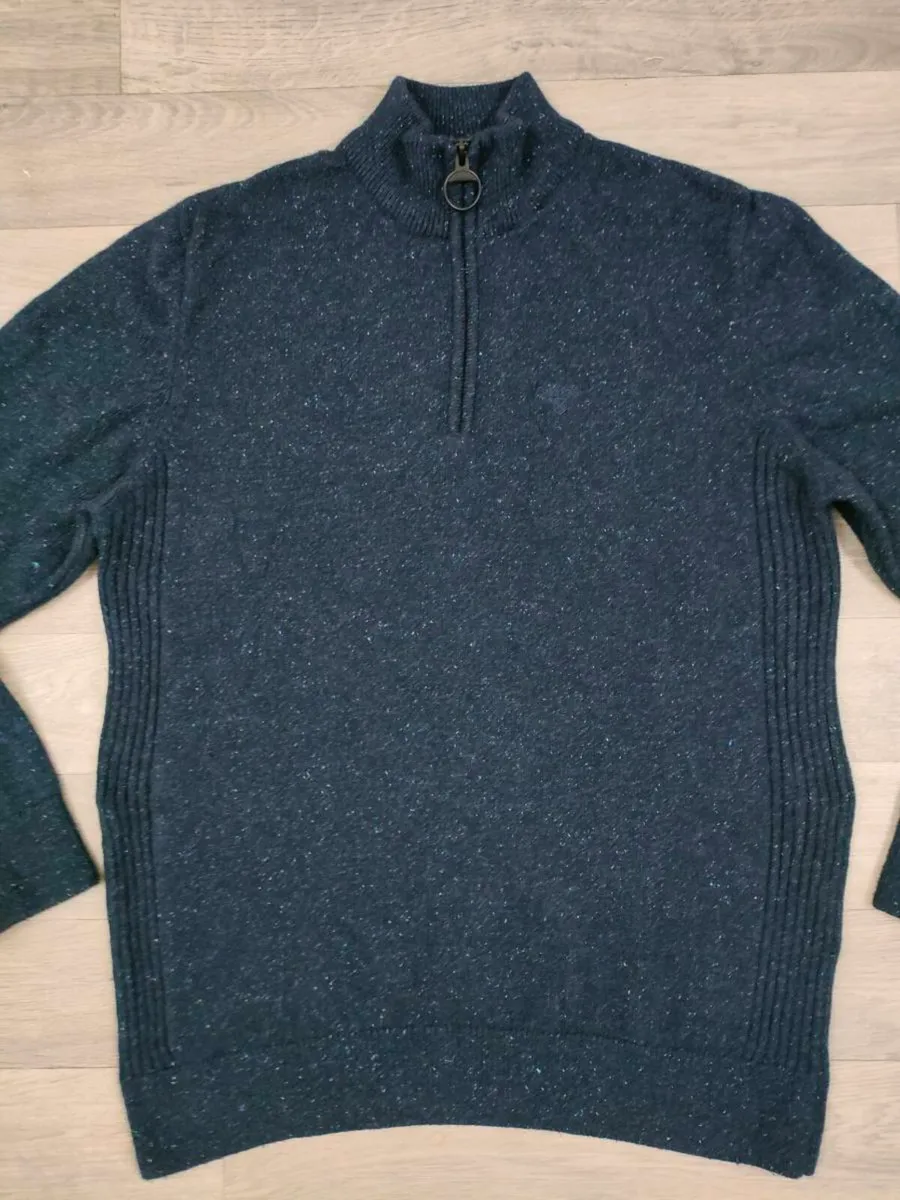 Barbour Wool Blend Half Zip Jumper Mens Medium - Image 2
