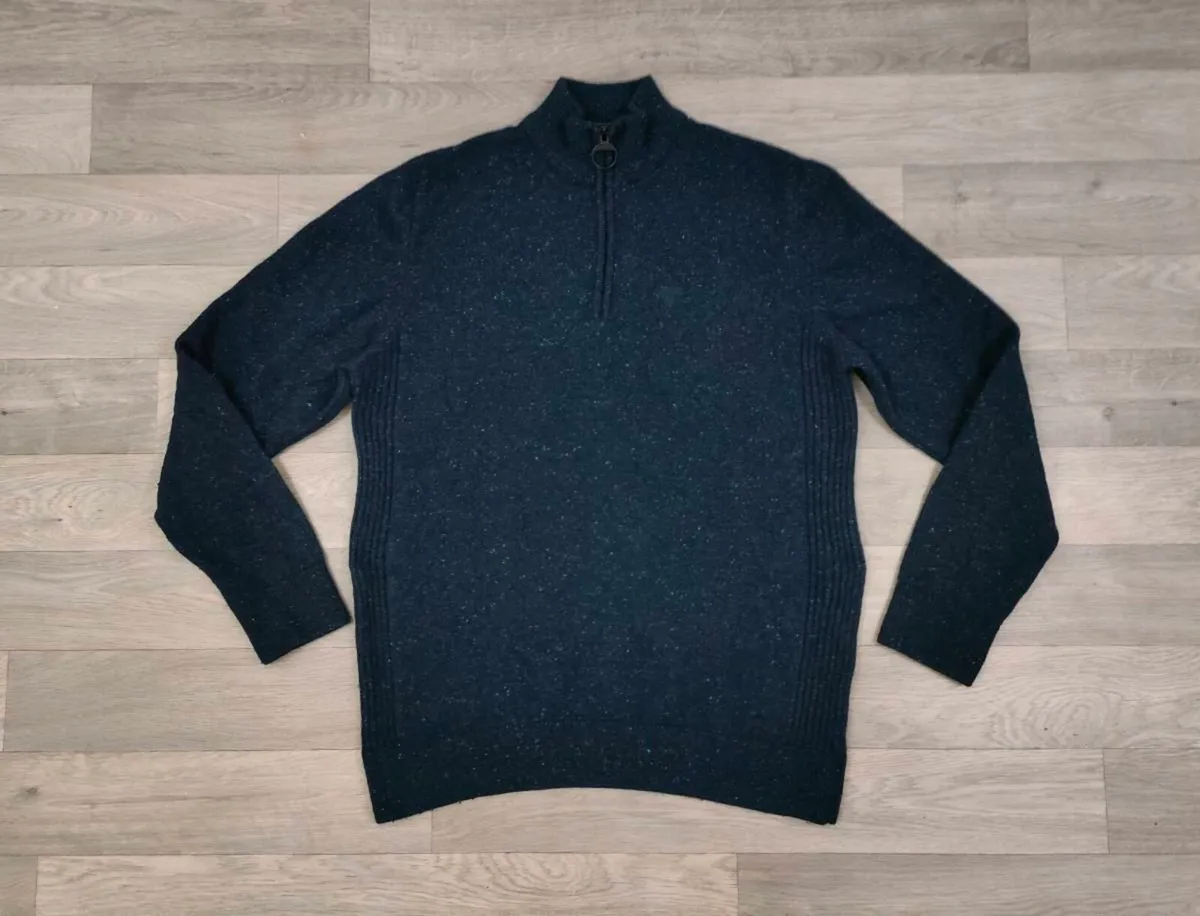 Barbour Wool Blend Half Zip Jumper Mens Medium - Image 1