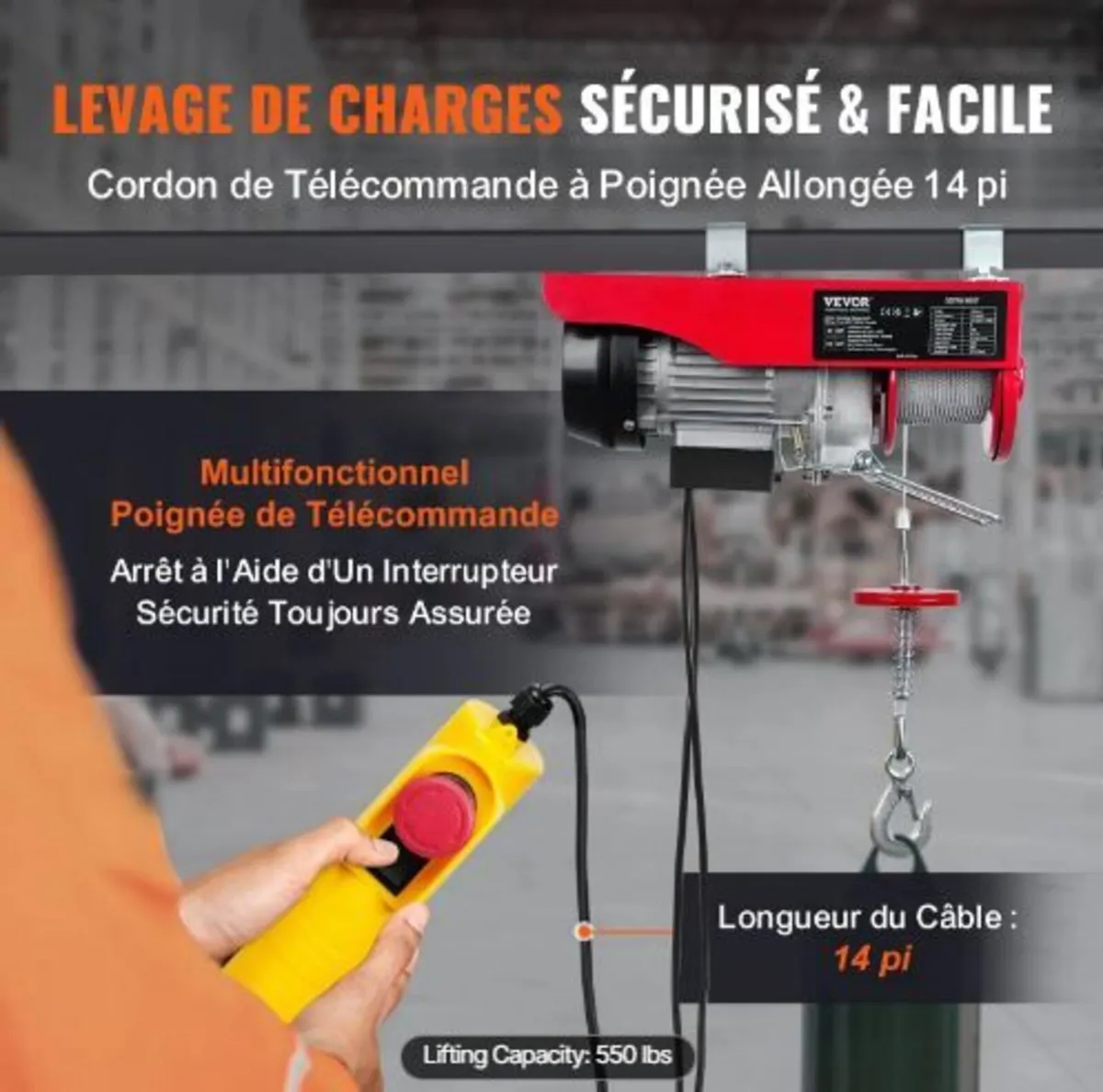 Electric Hoist, 249.5 kg Lifting Capacity, 510W - Image 1