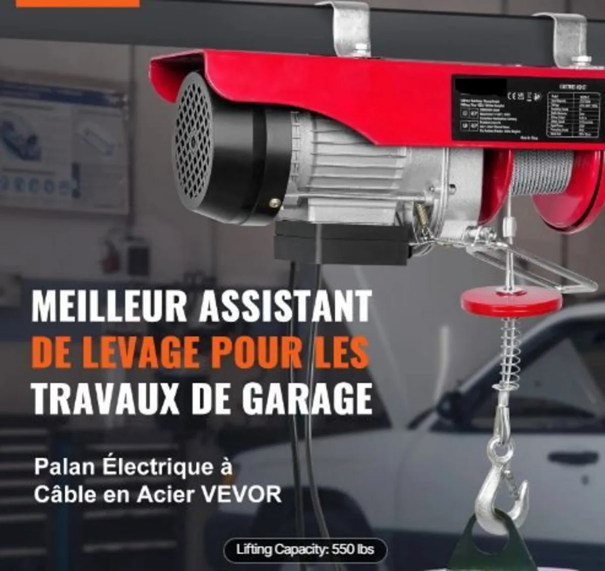 Electric Hoist, 249.5 kg Lifting Capacity, 510W - Image 3