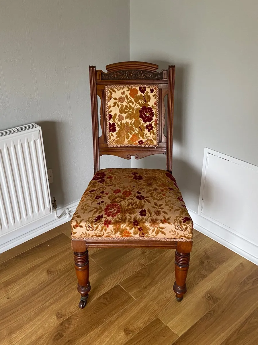 Vintage Upholstered Bedroom / Hall Chair – Antique - Image 1