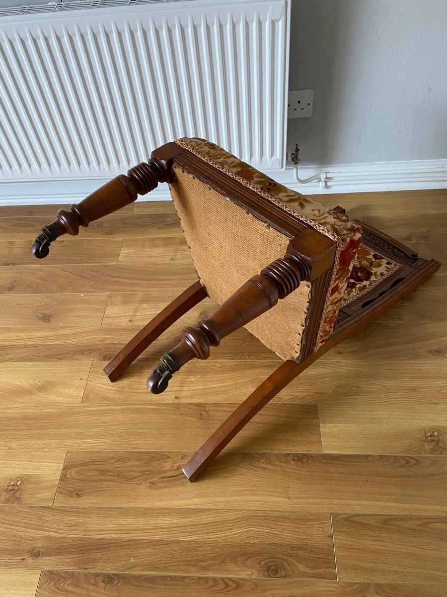 Vintage Upholstered Bedroom / Hall Chair – Antique - Image 3