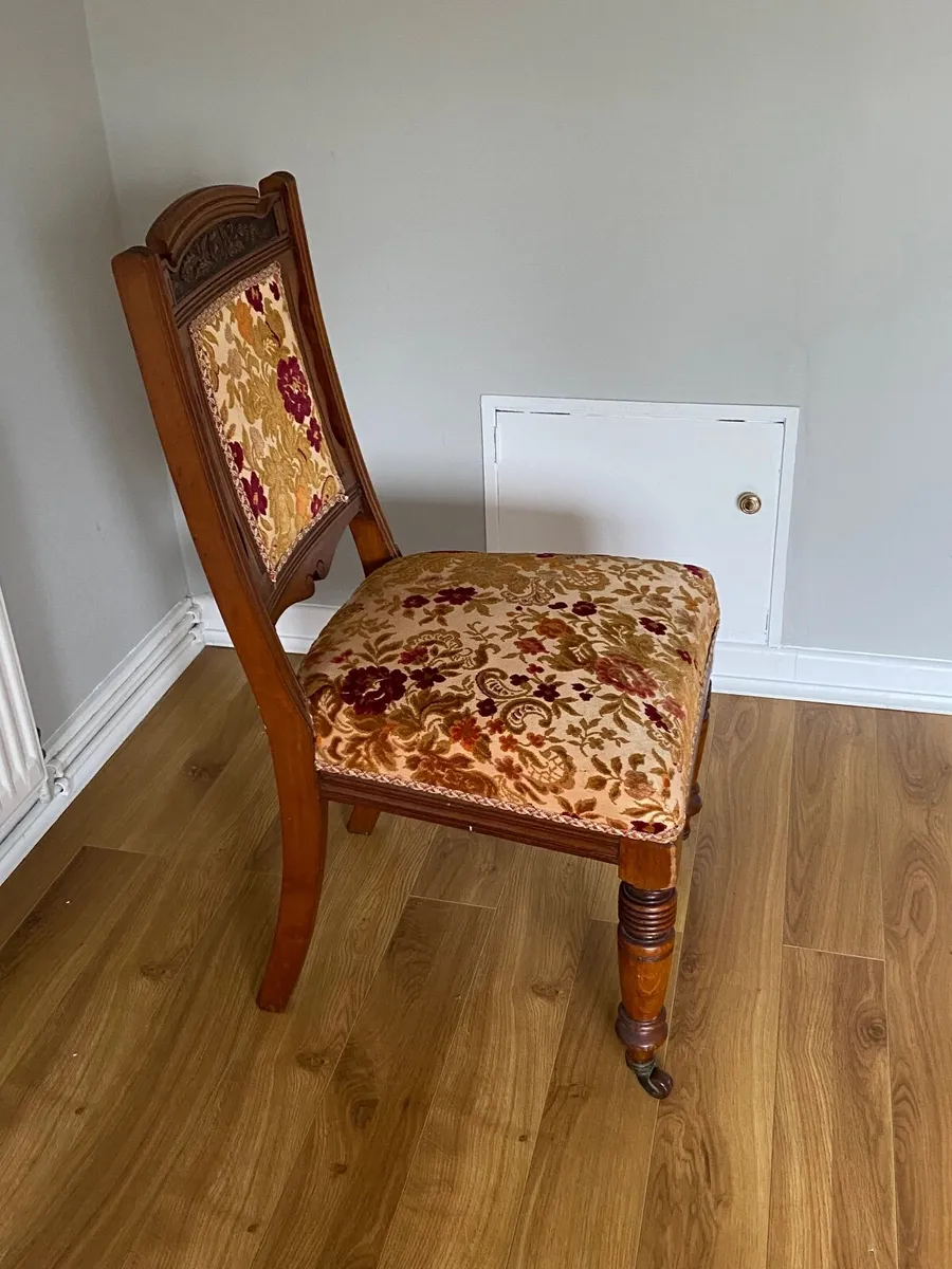 Vintage Upholstered Bedroom / Hall Chair – Antique - Image 2