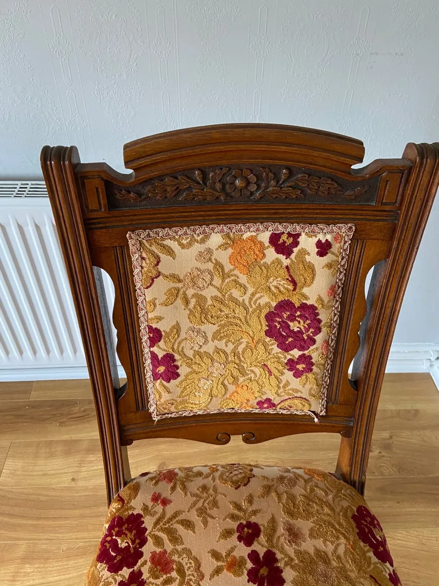 Vintage Upholstered Bedroom / Hall Chair – Antique - Image 4