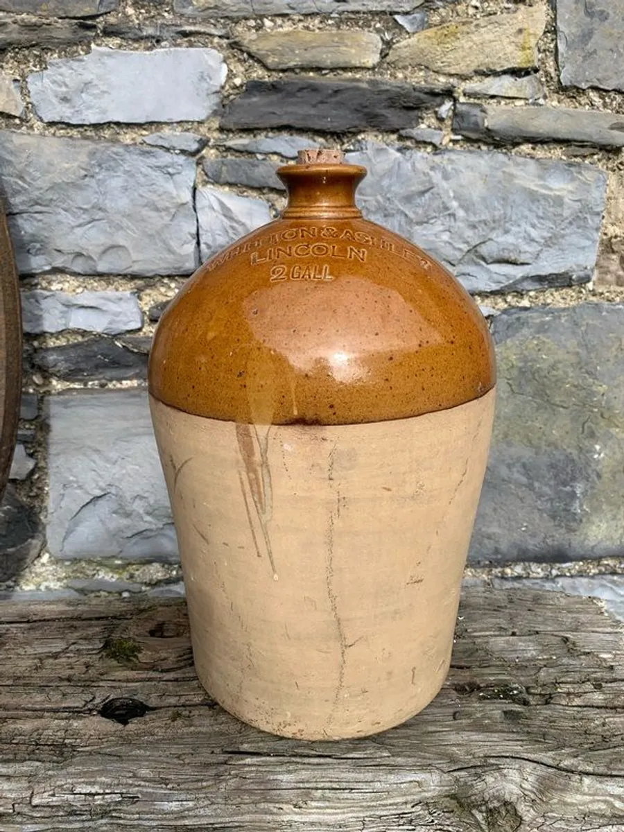 Antique Lincoln 2 Gallon Stoneware Flagon. - Image 1