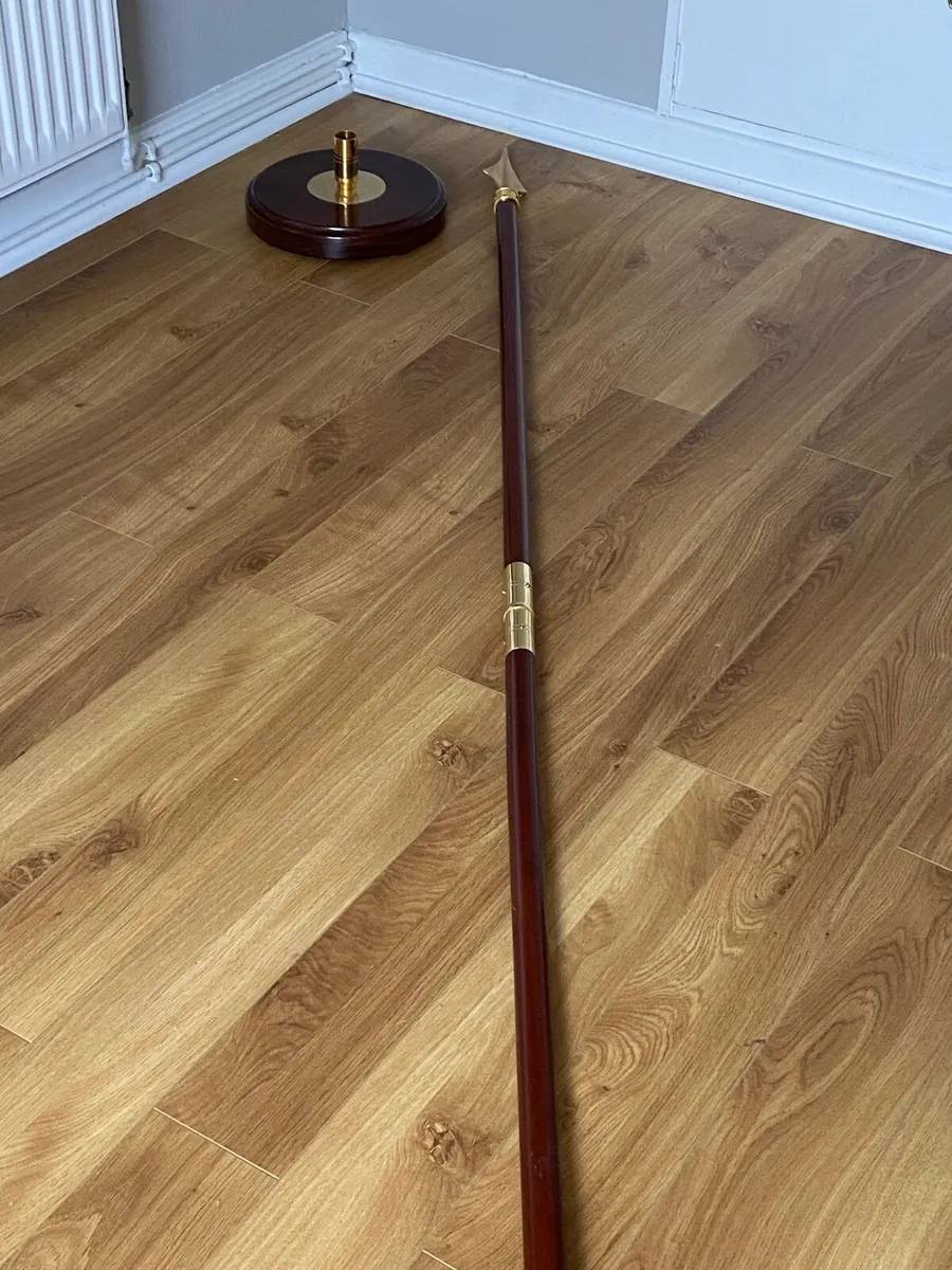 American Flag with Wooden Flag Pole & Base - Image 3