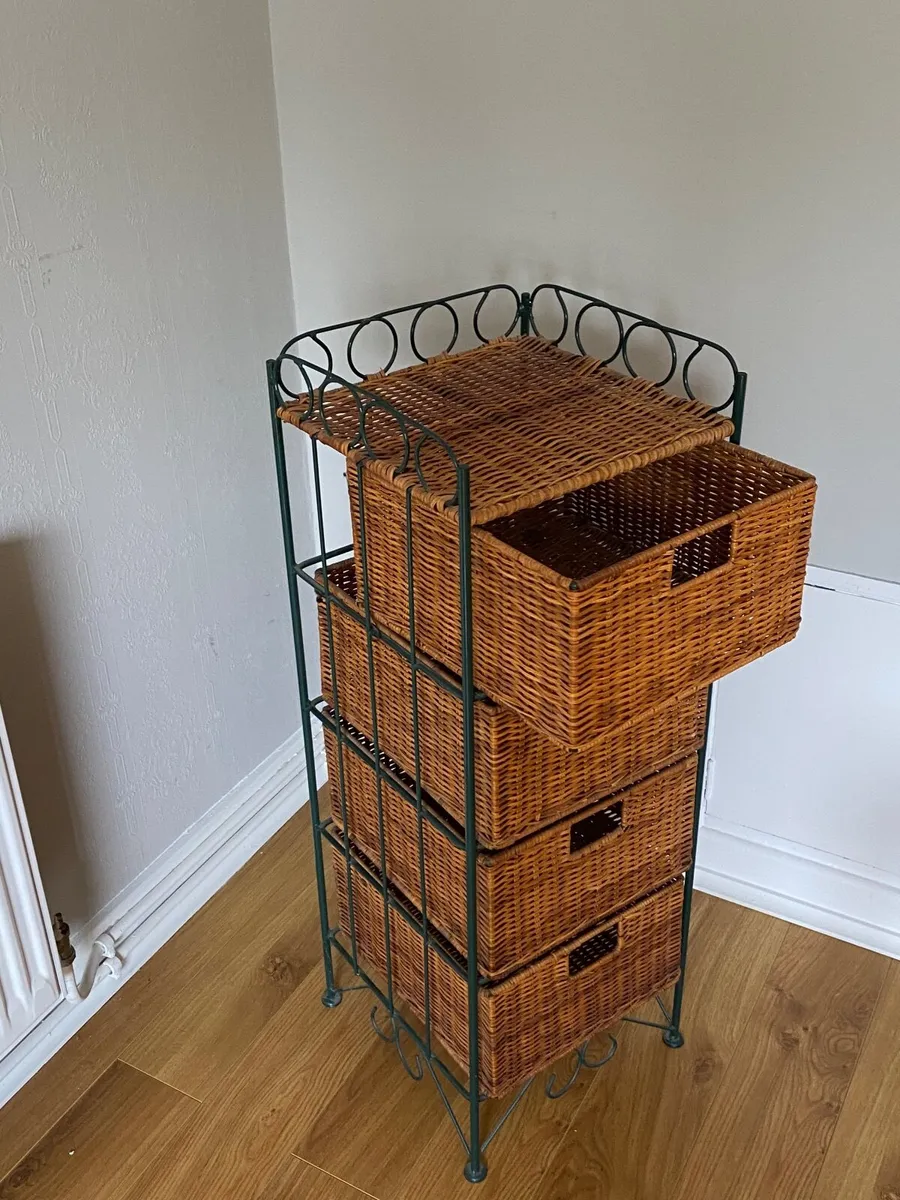 Wicker Basket Storage Unit – 4 Drawer - Image 1