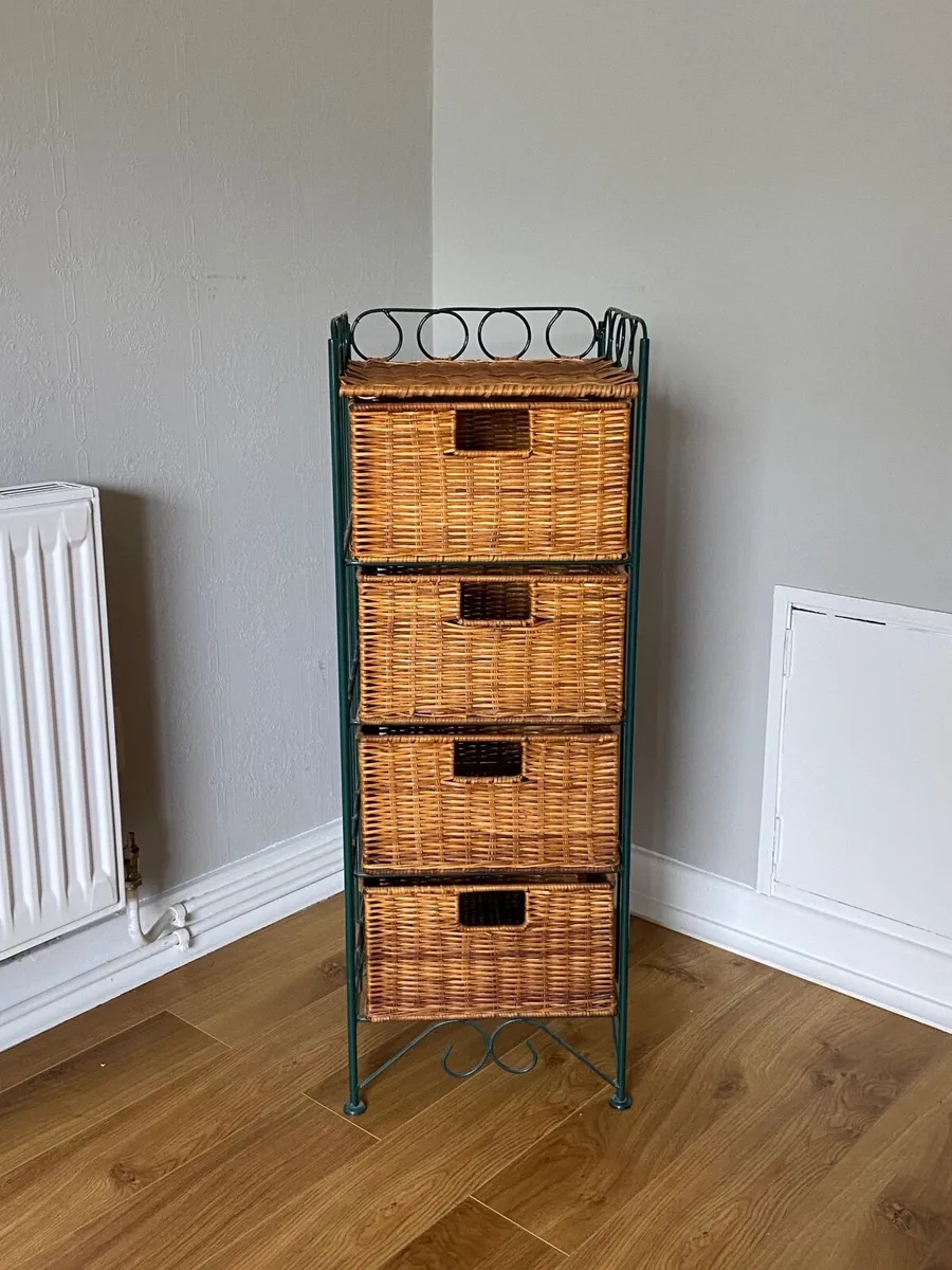 Wicker Basket Storage Unit – 4 Drawer - Image 2