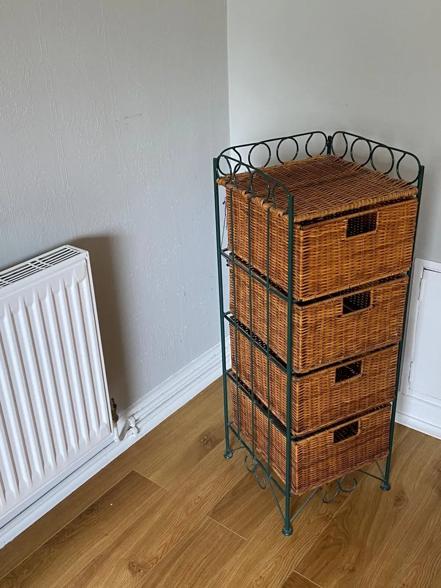 Wicker Basket Storage Unit – 4 Drawer - Image 3