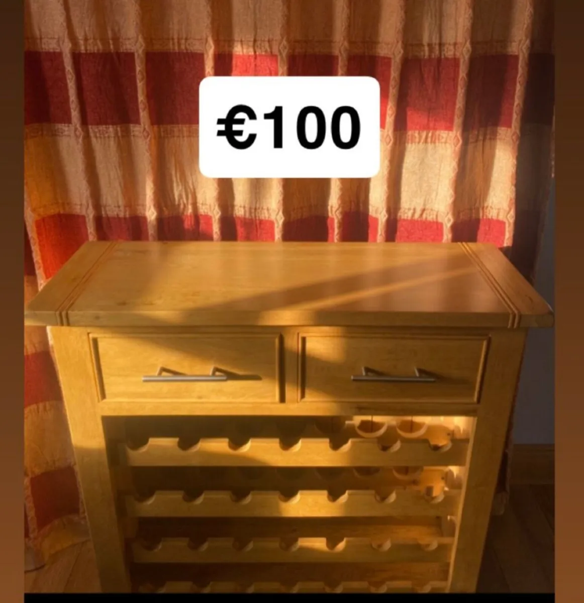 Solid oak wine rack sideboard - Image 1